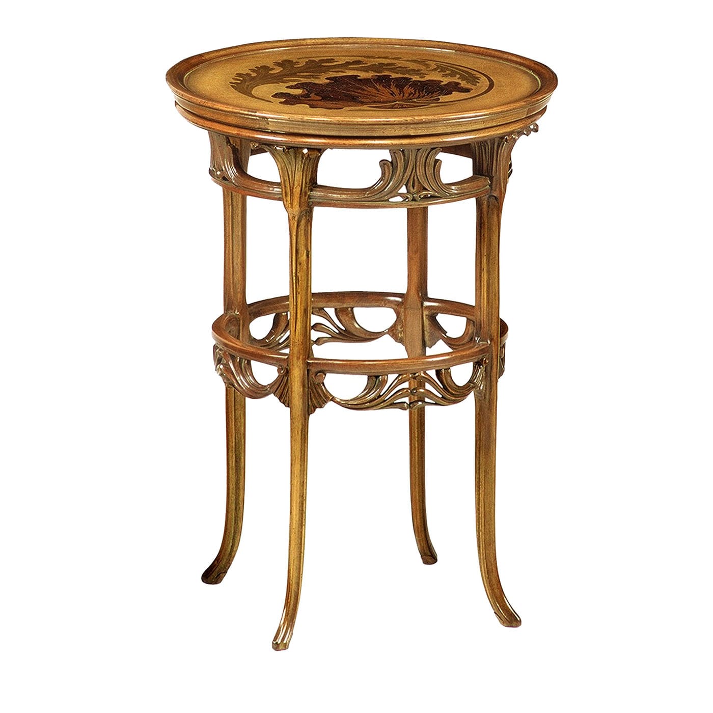 French Art Nouveau-Style Inlaid Side Table by Ernesto Basile - Cugini Lanzani