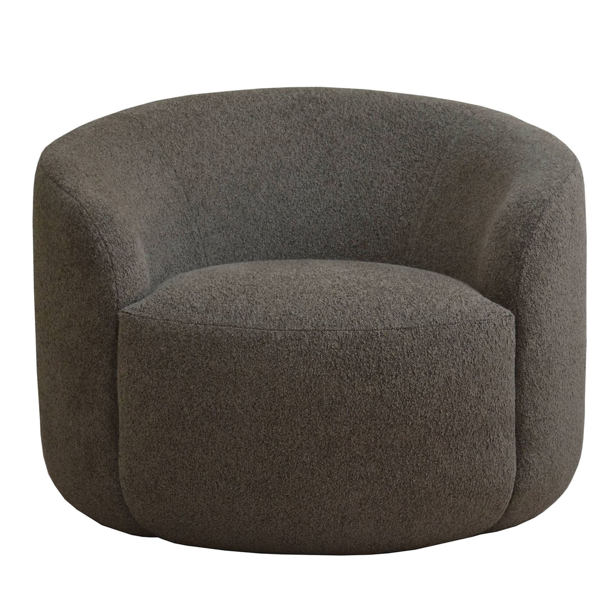 Cottonflower Lounge Armchair in Brown Fabric - Main view