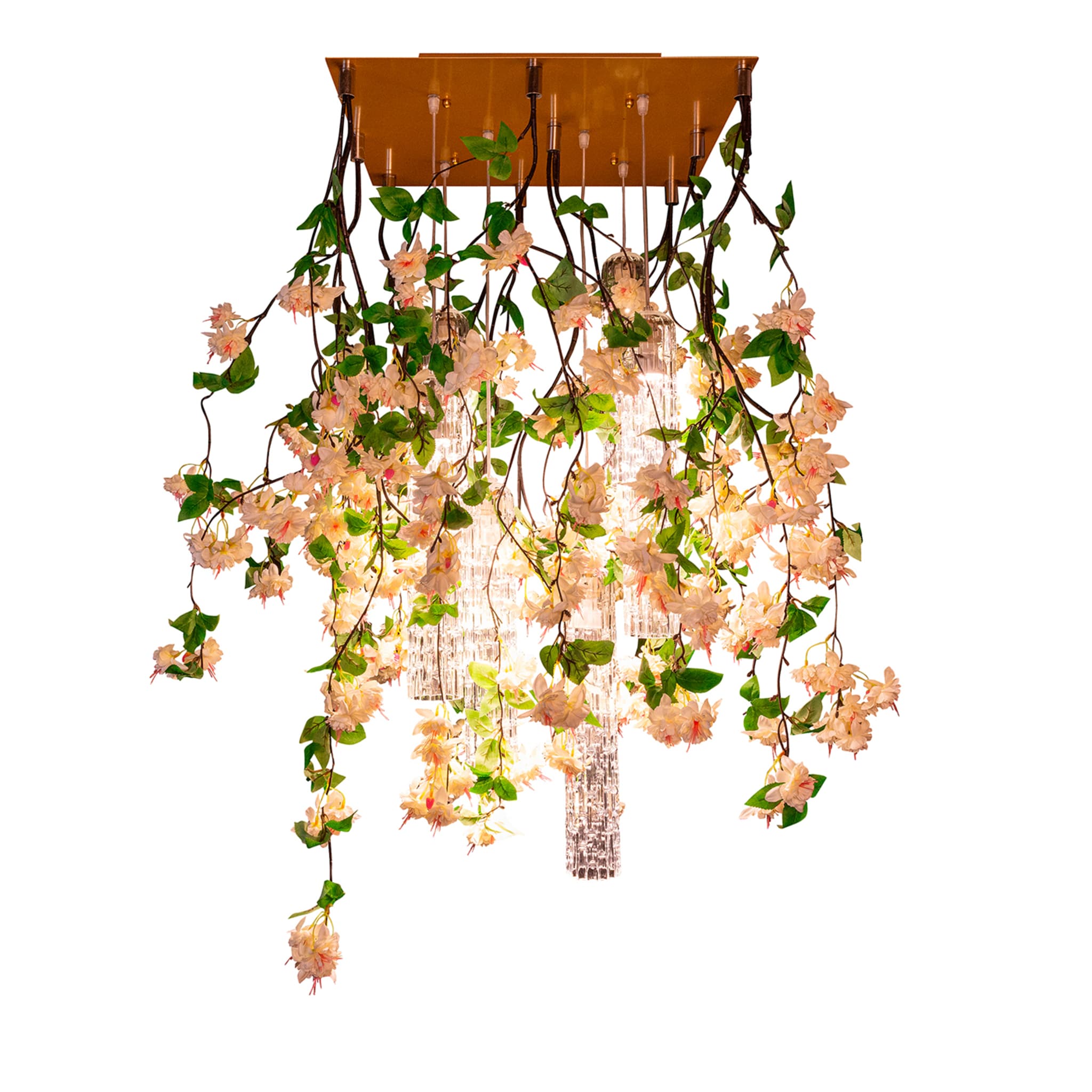 Flower Power White Cascade Square Large Chandelier - Main view