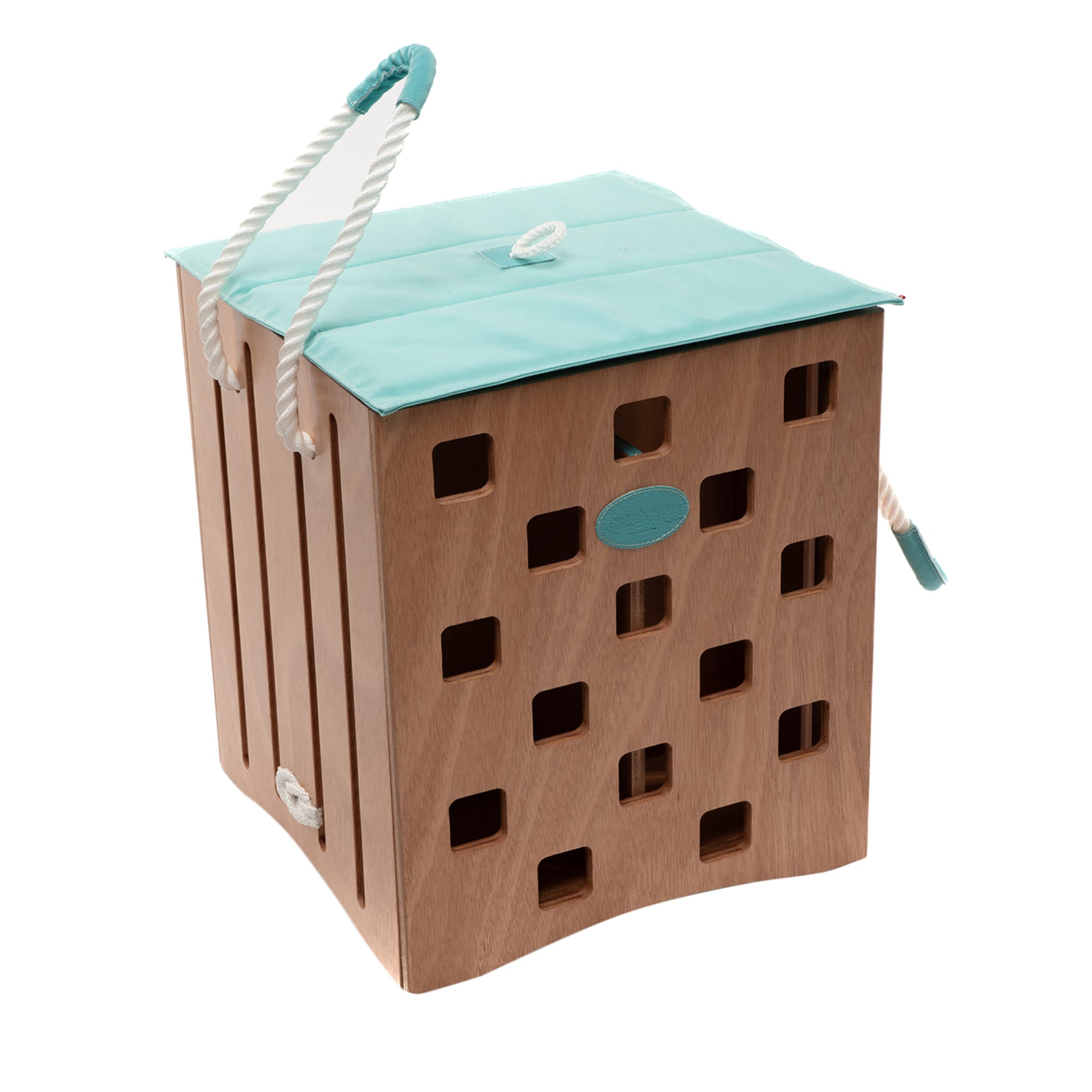 Turquoise Cushioned Wooden Storage Box  - Main view