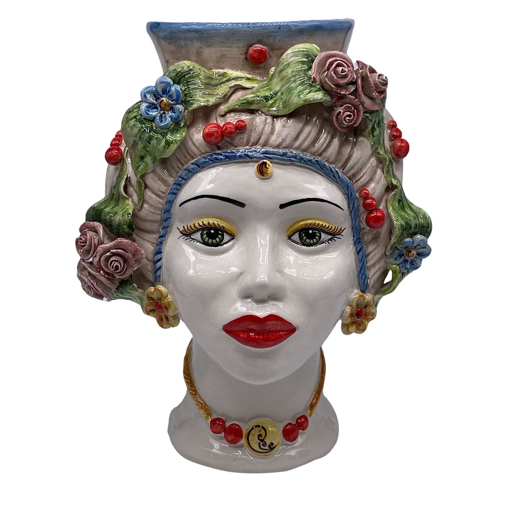 Lady Mediterraneo Moor's Head Vase Flowers & Fruits - Main view