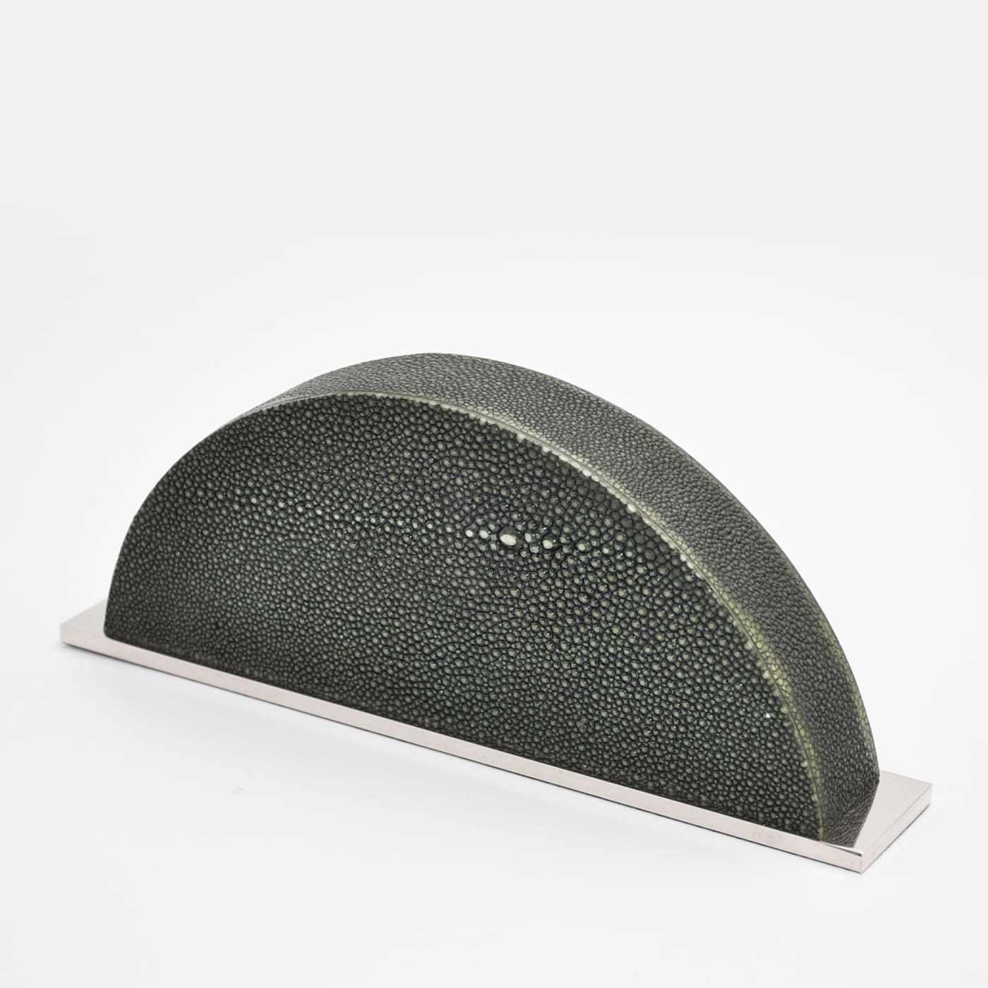 Galucharme Forest-Green Shagreen Table Clock by Nino Basso - Design Center 1991