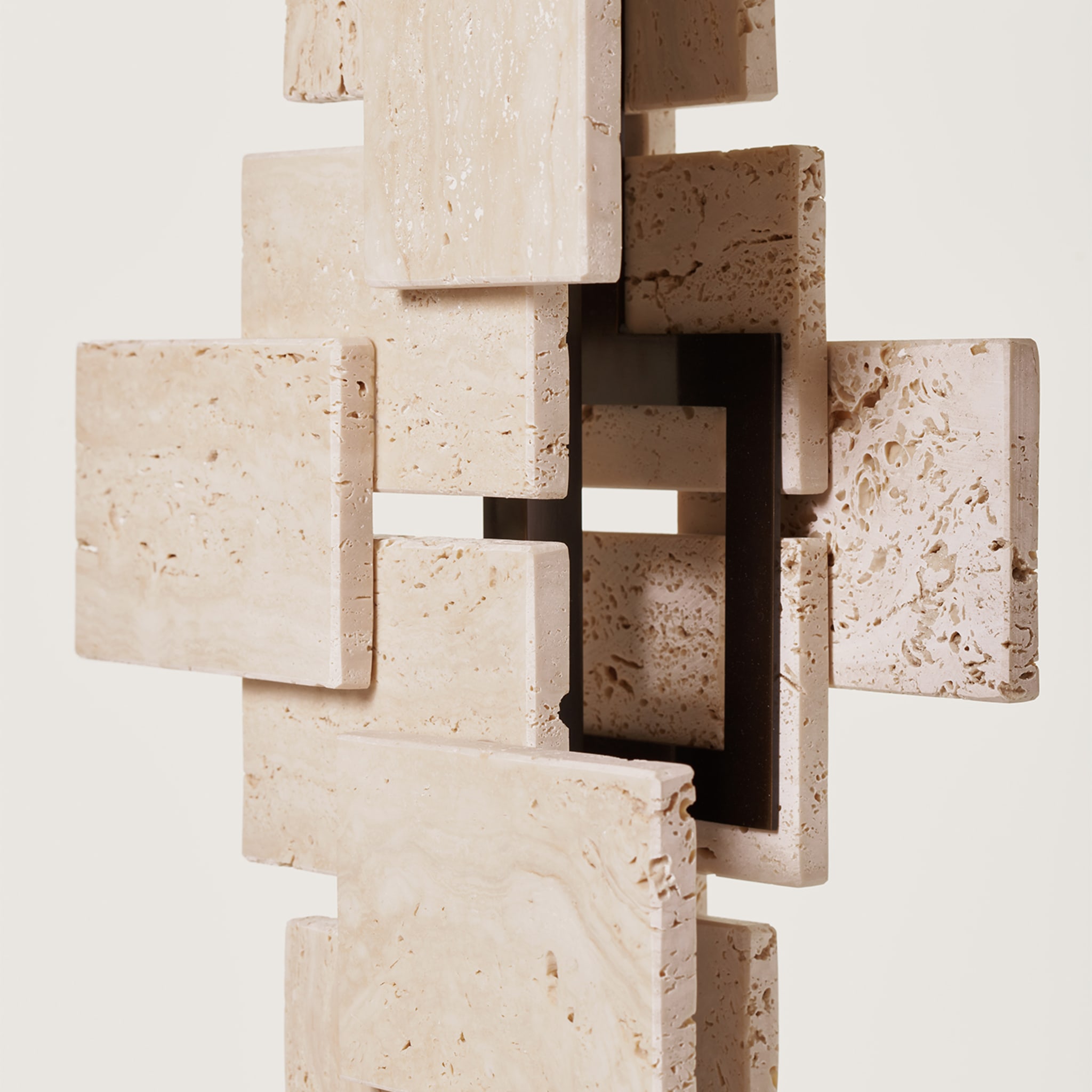 "Tiles" Table Lamp in Travertine and Bronze - Alternative view 1