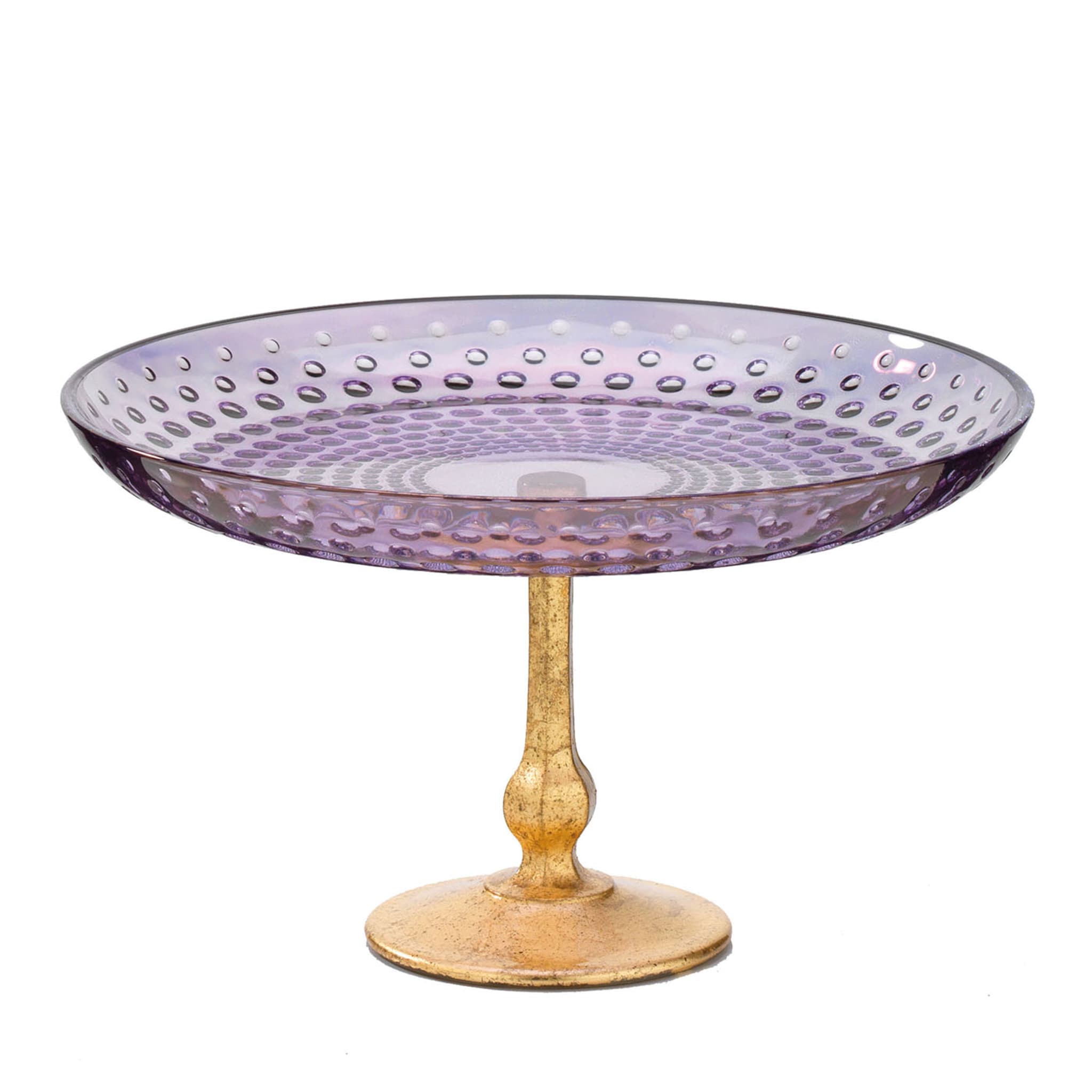 Astra Purple & Gold Leaf Pedestal Centerpiece bowl - Main view