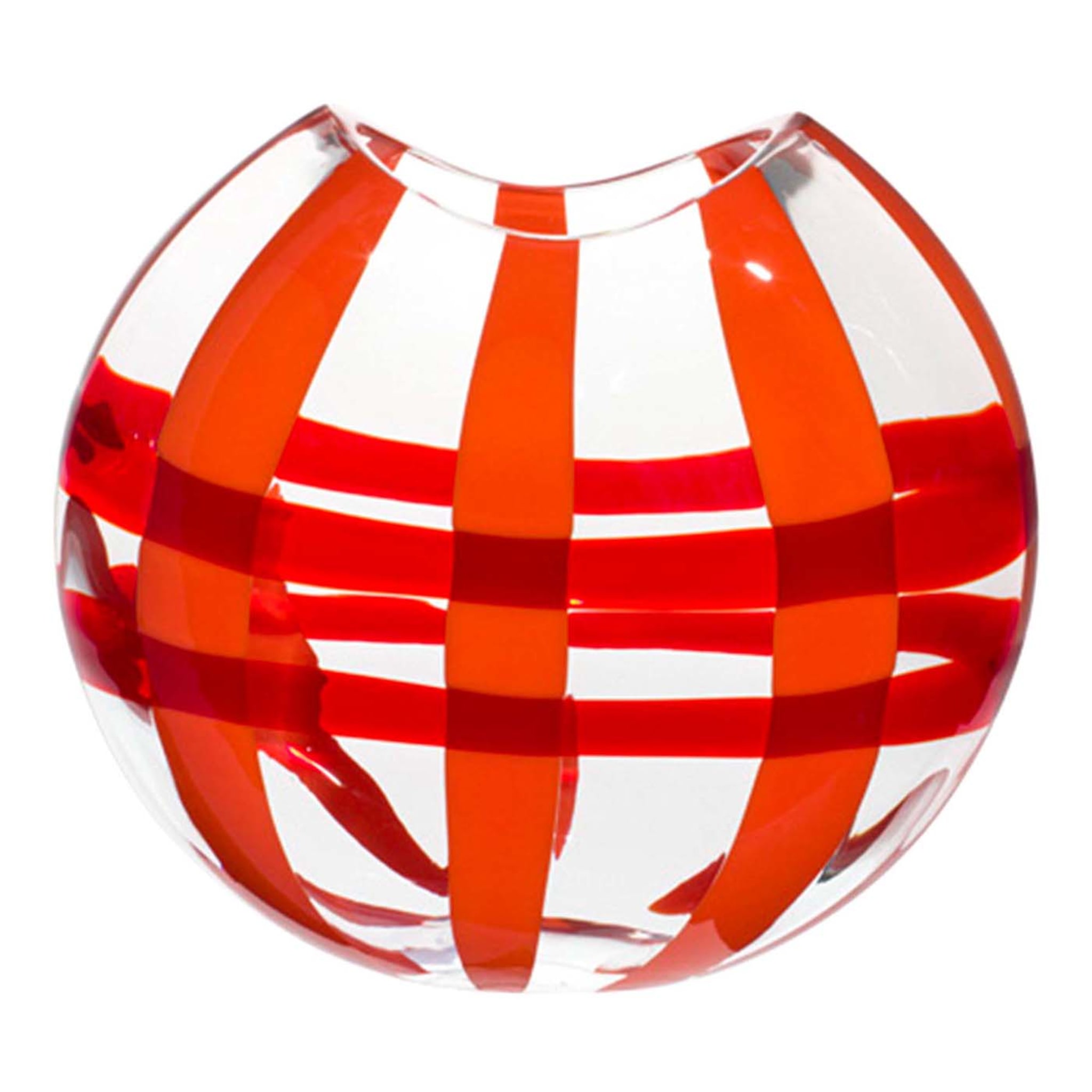 Transparente Vase Eclissi mit roten und orangefarbenen Streifen von Carlo Moretti - Hauptansicht