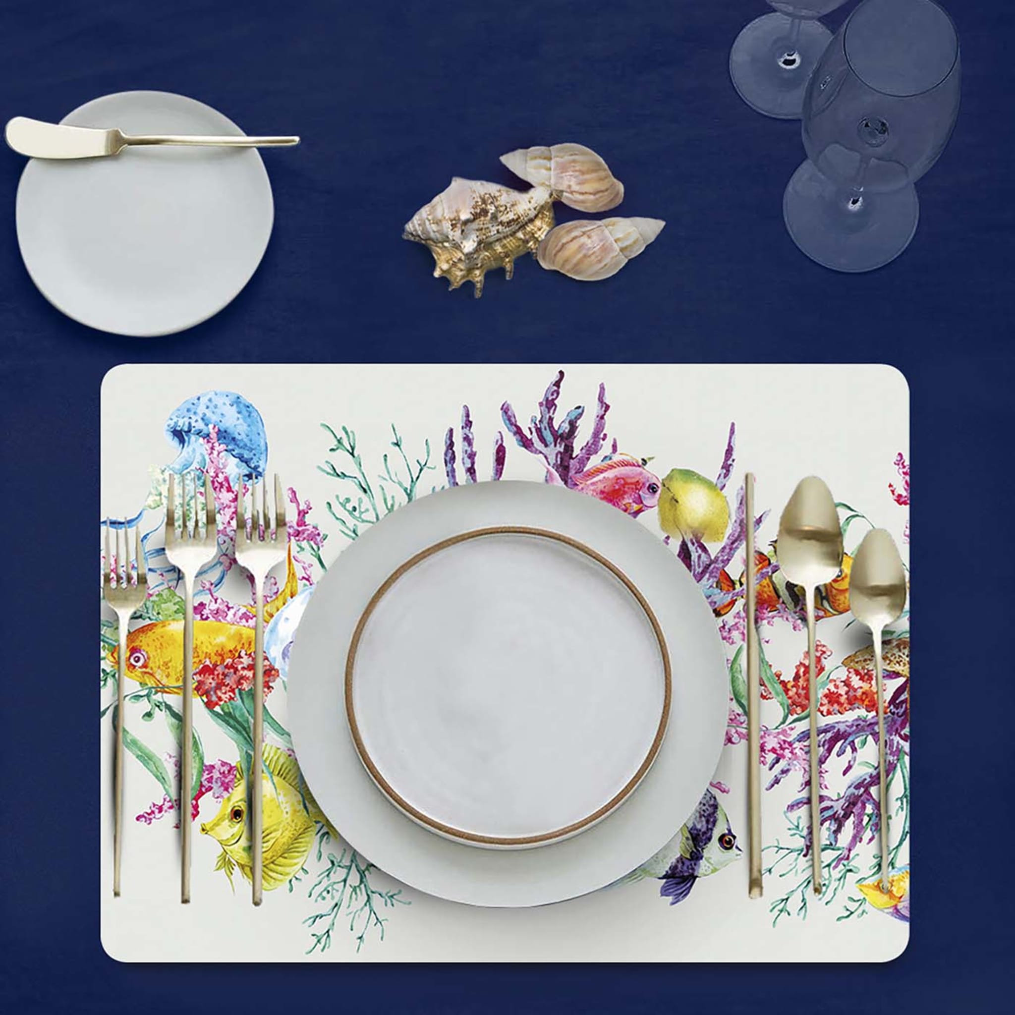 Fish Promenade Turquoise Set de 2 sets de table rectangulaires - Vue alternative 2
