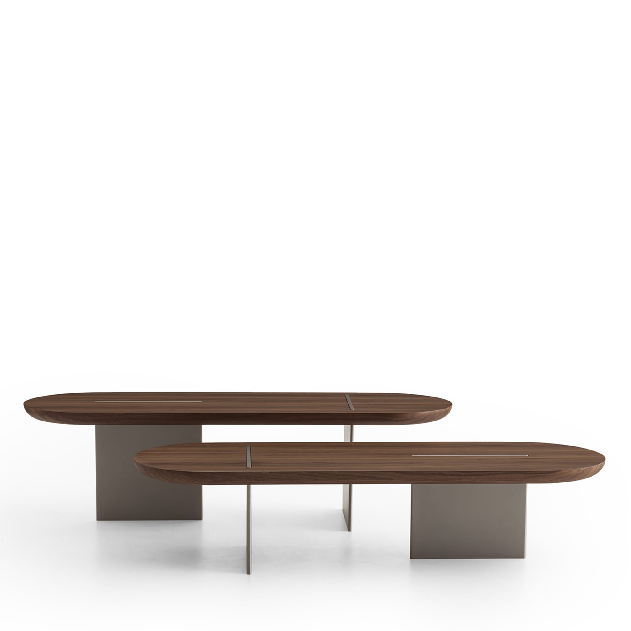 Baguette Low Rounded Canaletto Walnut Coffee Table - Alternative view 1