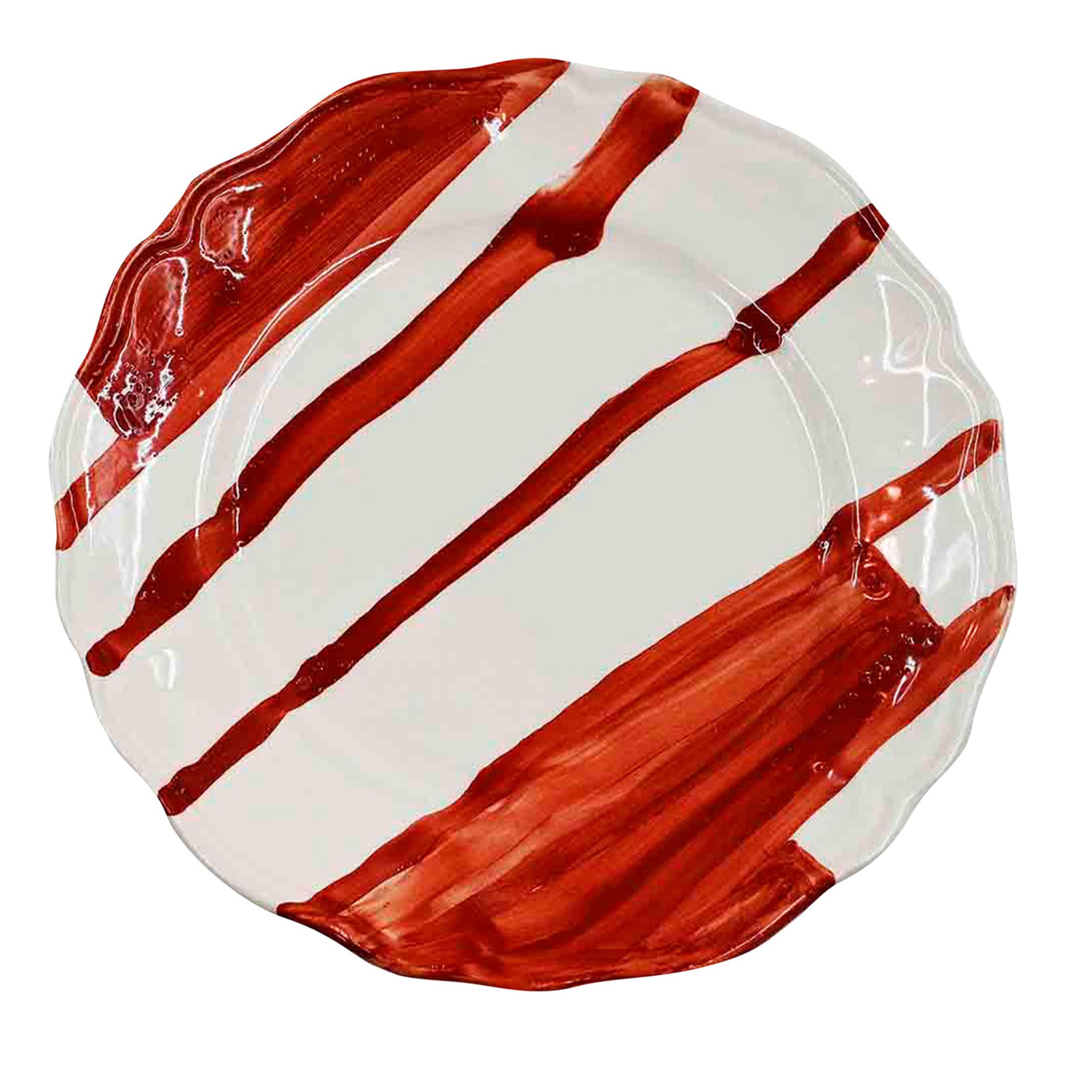 2er-Set Diagonale Rote Pinselstriche Dessertteller - Hauptansicht