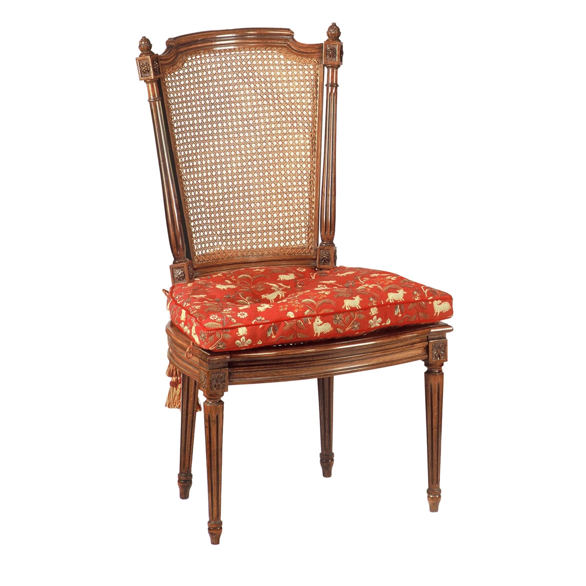 Chaise à coussin rouge de style Louis XVI - Vue principale