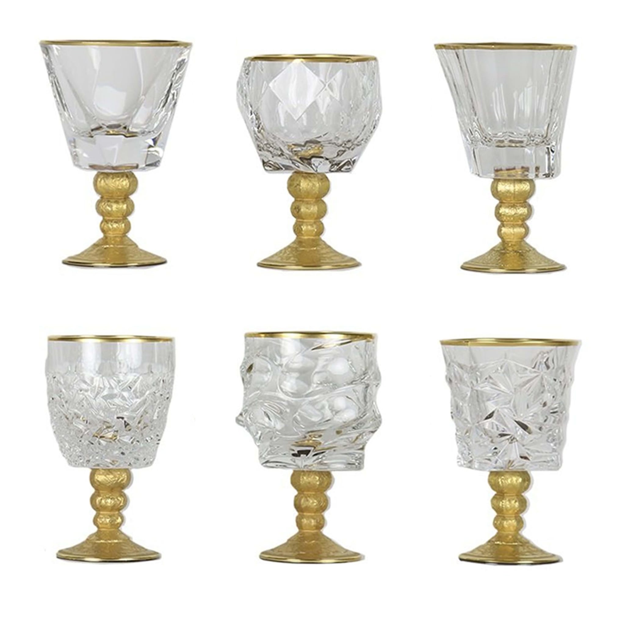 Set of Six Assorted Goblets in Gold - Main view