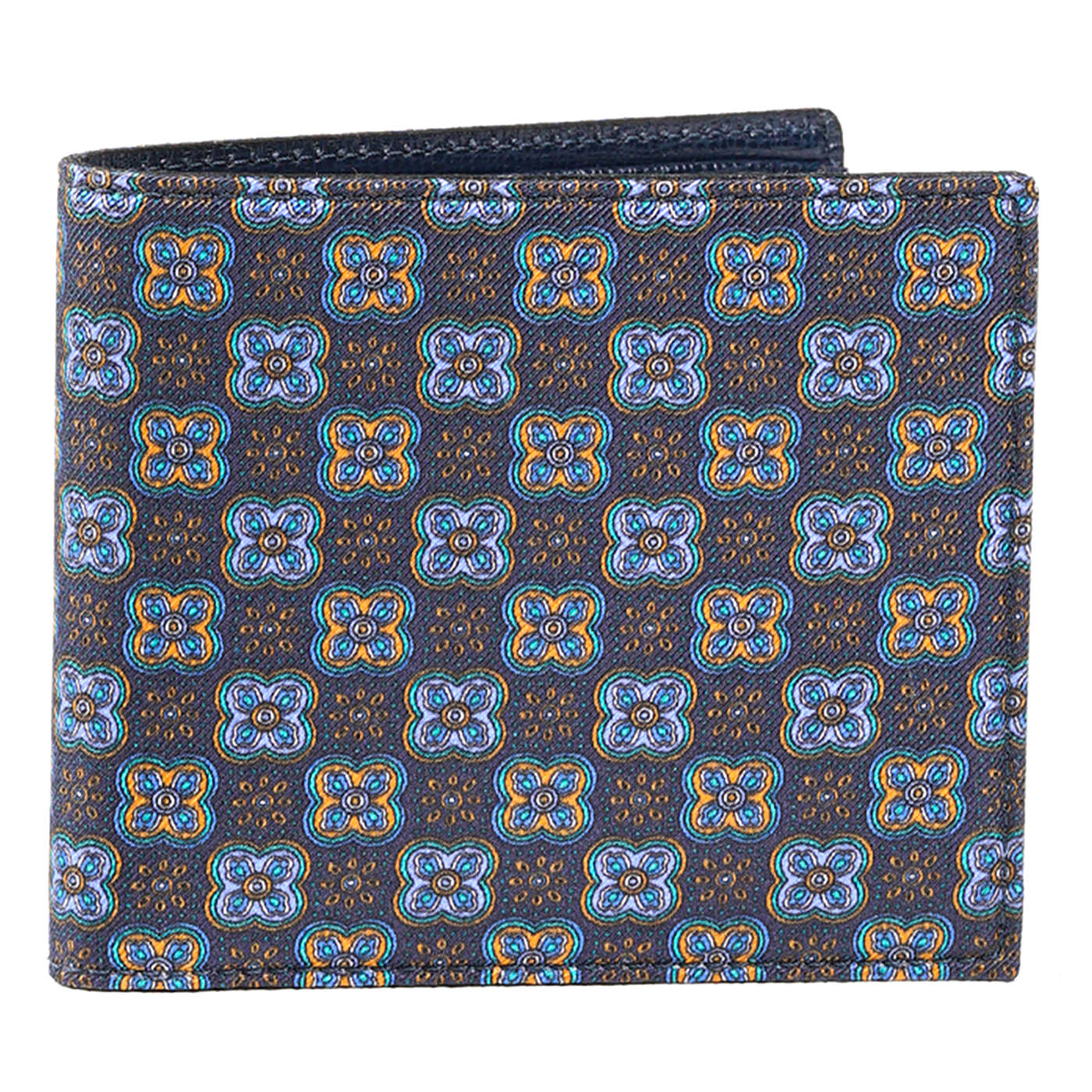 Silk & Leather Cards Blue Wallet - Masel