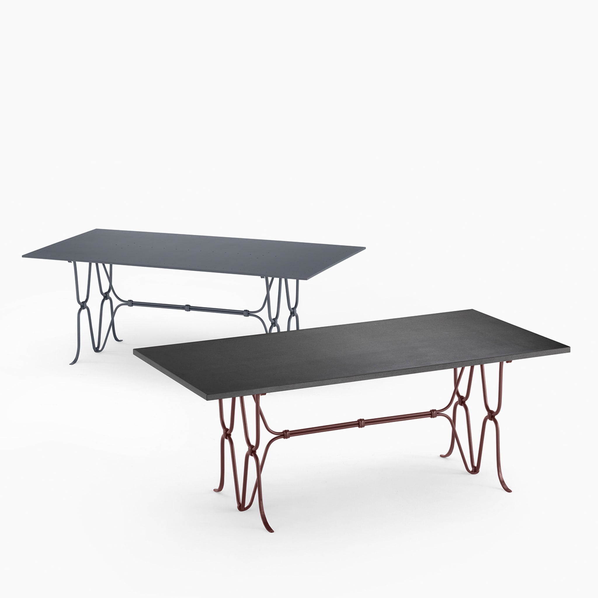 Ligare Lava-Stone-Top & Wrought Iron Brown Rectangular Table - Alternative view 1
