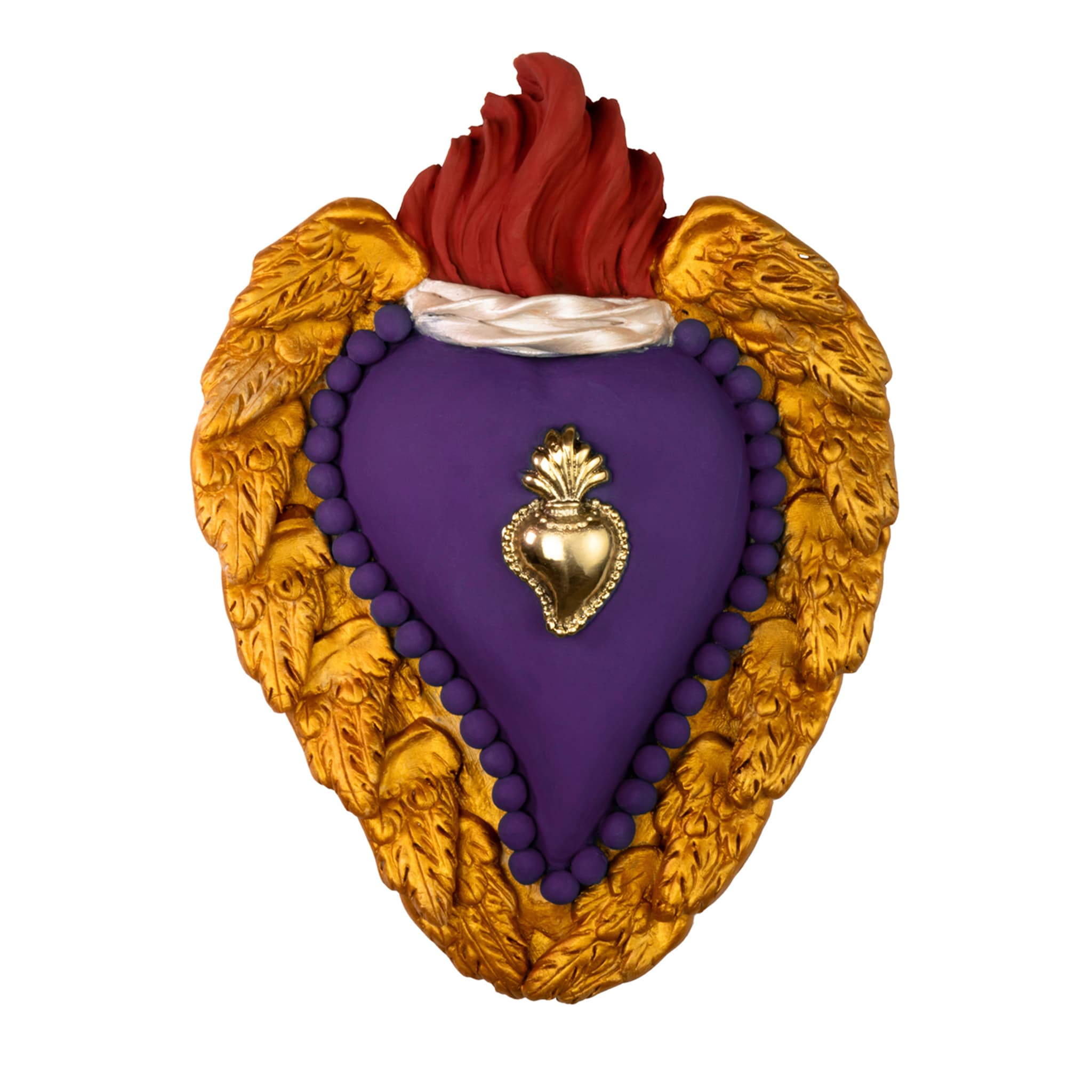 Enjoy the Purple Purple and Gold Ceramic Heart - Main view