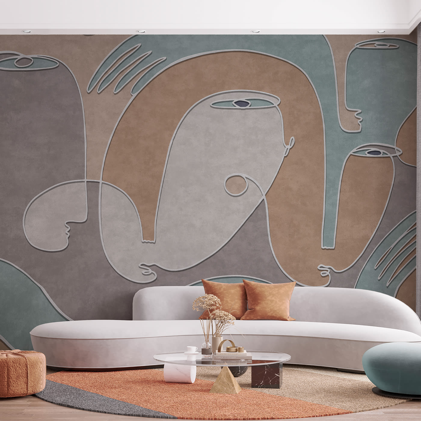 Oneline Danube textured wallpaper  - Affreschi & Affreschi