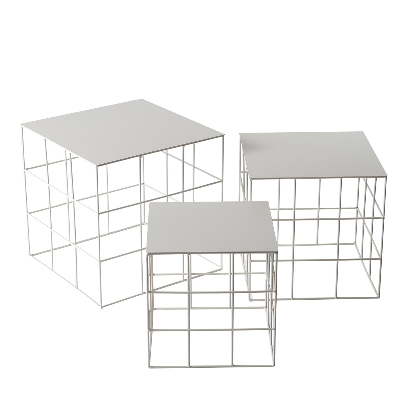 Reton Set of 3 White Side Tables - Atipico