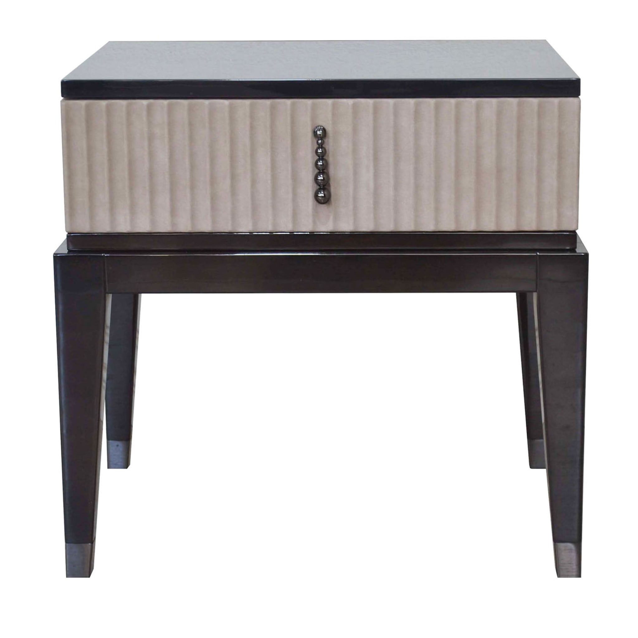 Italian Night Table In Nubuck Upholstered With One Drawer - Main view