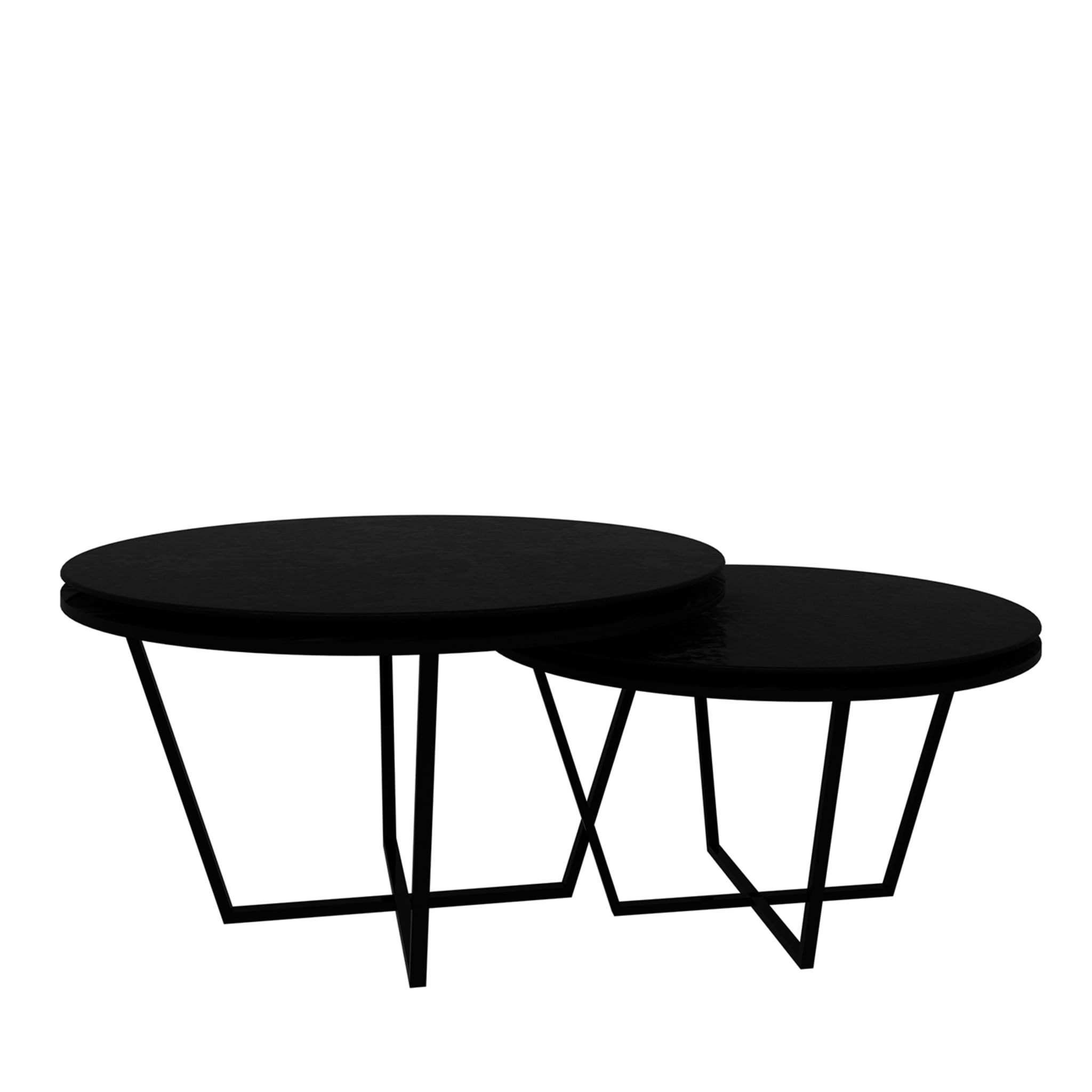 Set di 2 tavolini da caffè rotondi neri di diversa altezza - Vista principale