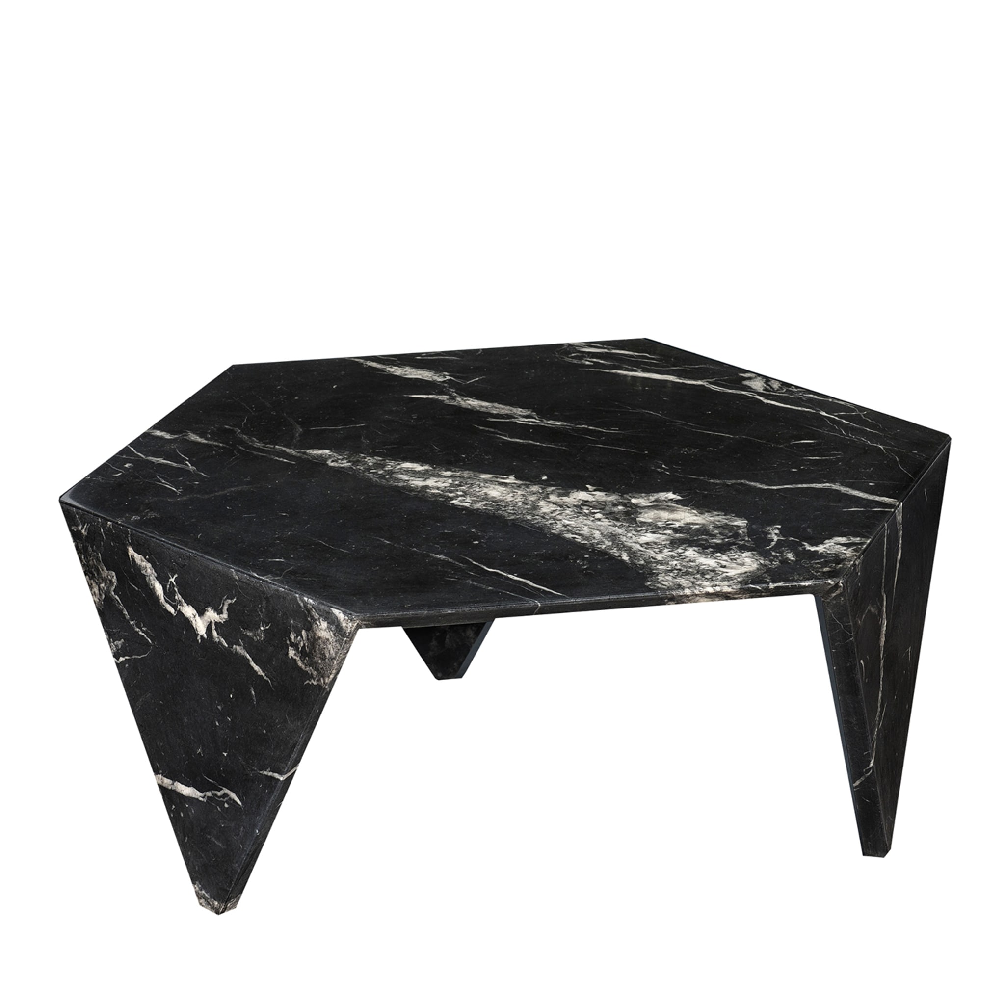 Ruche Black Marquina Marble Coffee Table - Main view