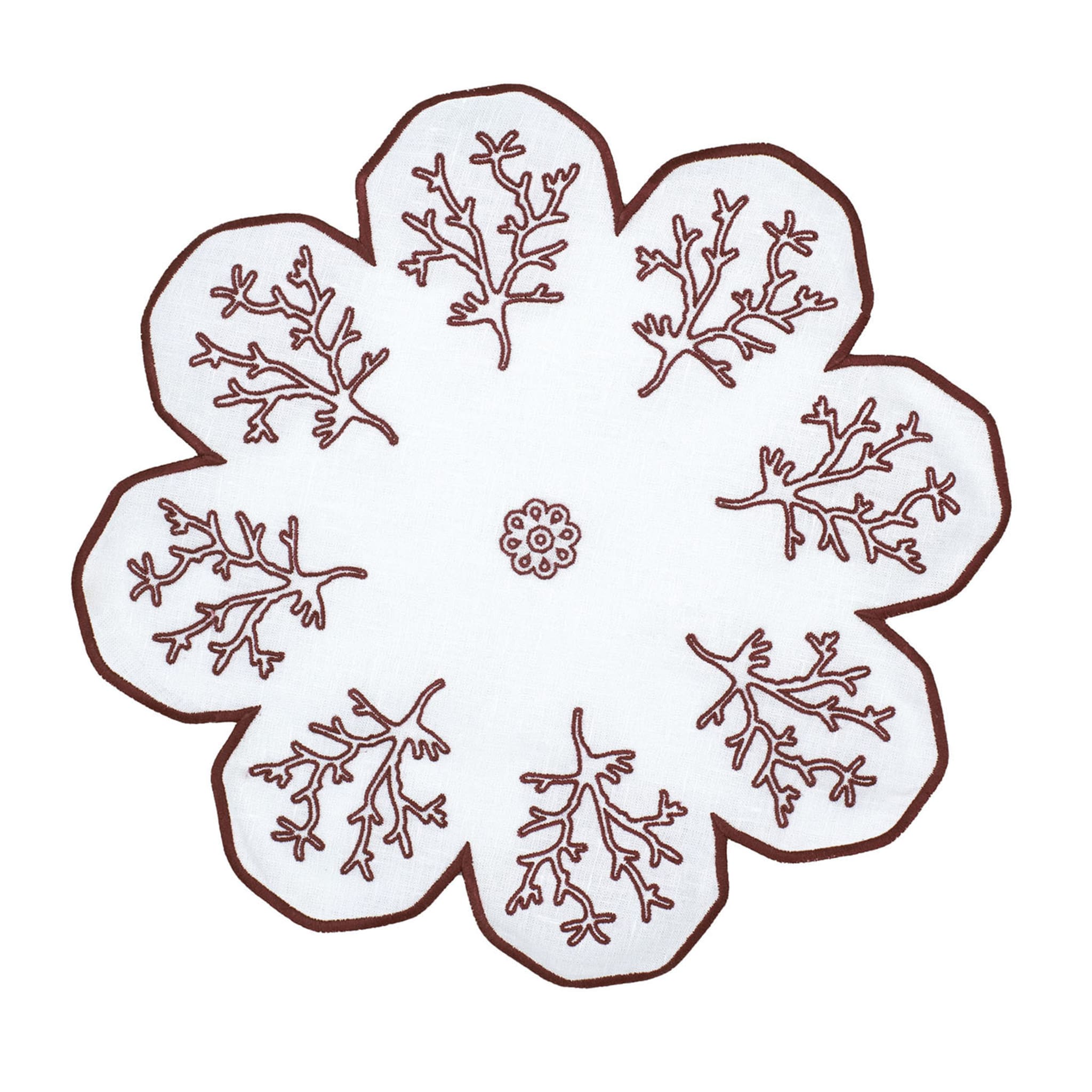 Corallo Rosso Flower-Shaped White Service Placemat - Main view