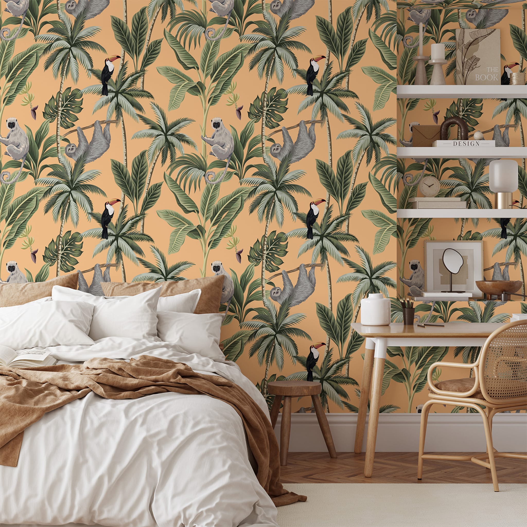 Jungle Wallpaper with Orange Background - Alternative view 4