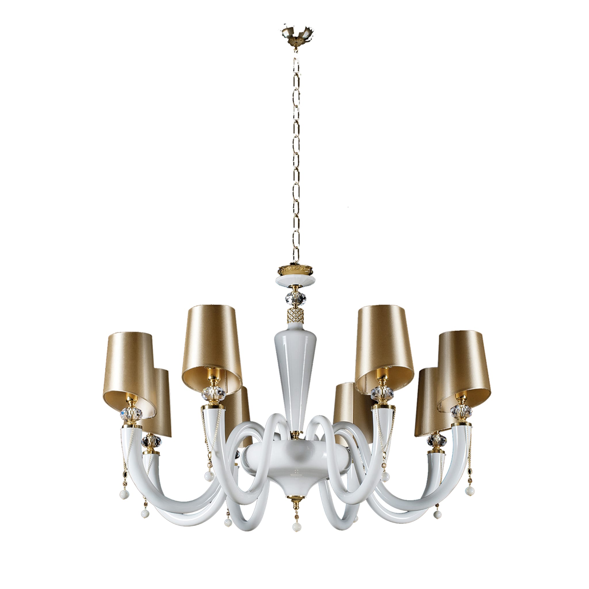 David 8-Light White and Gold Chandelier - Vue principale