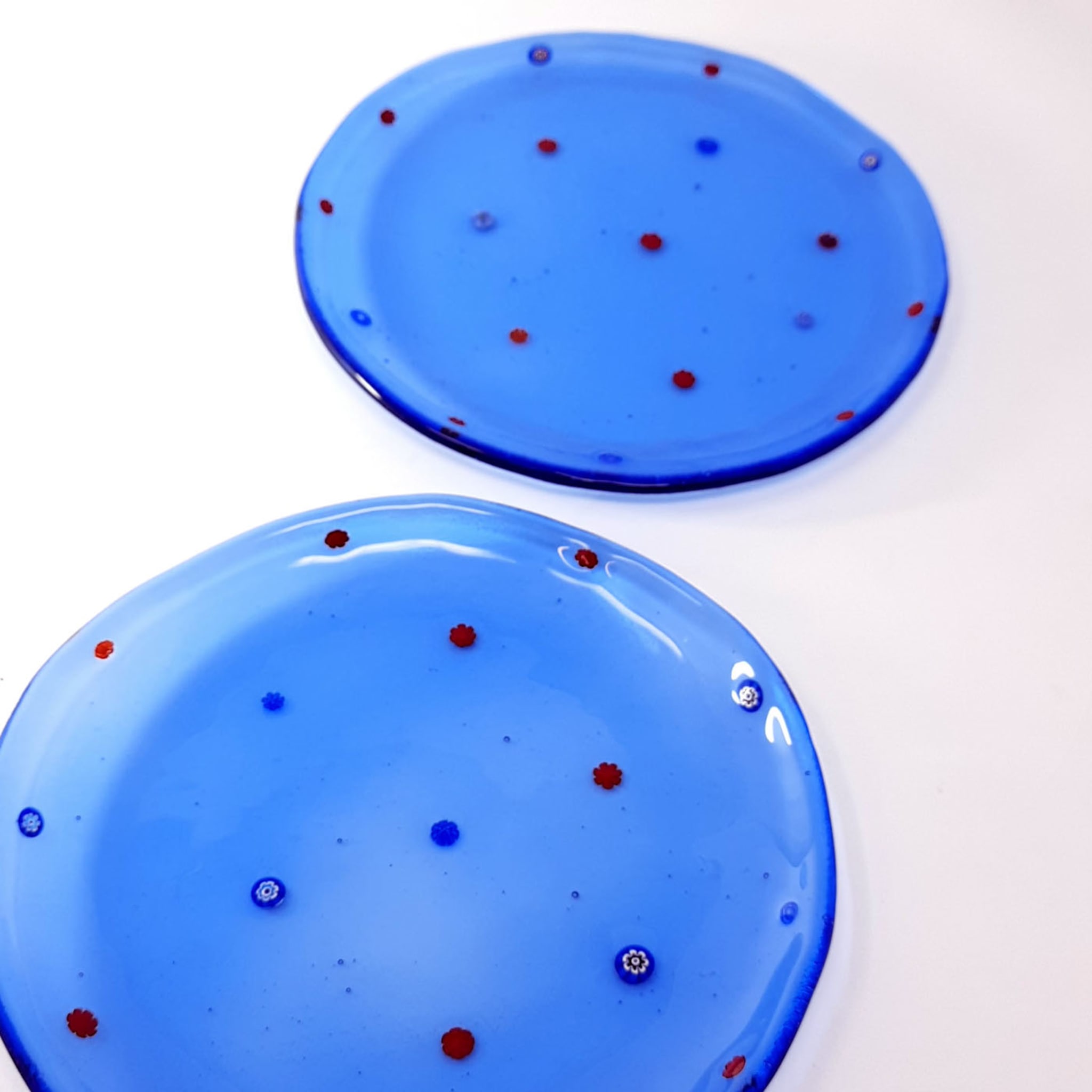 Mare Set of 4 Blue Floral Glass Dessert Plates #2 - Alternative view 2