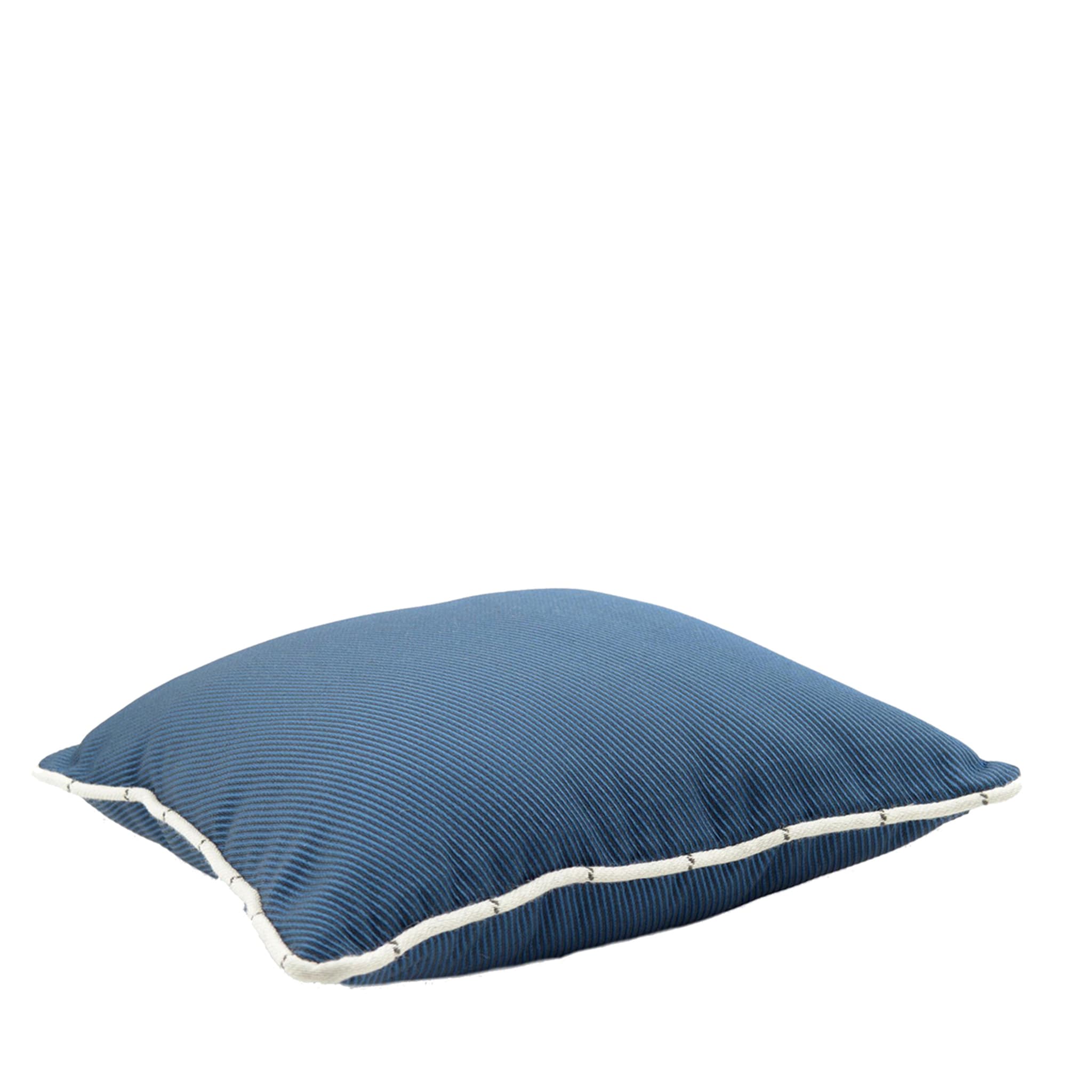 Blue Carré Cushion in false unit jacquard fabric - Alternative view 1