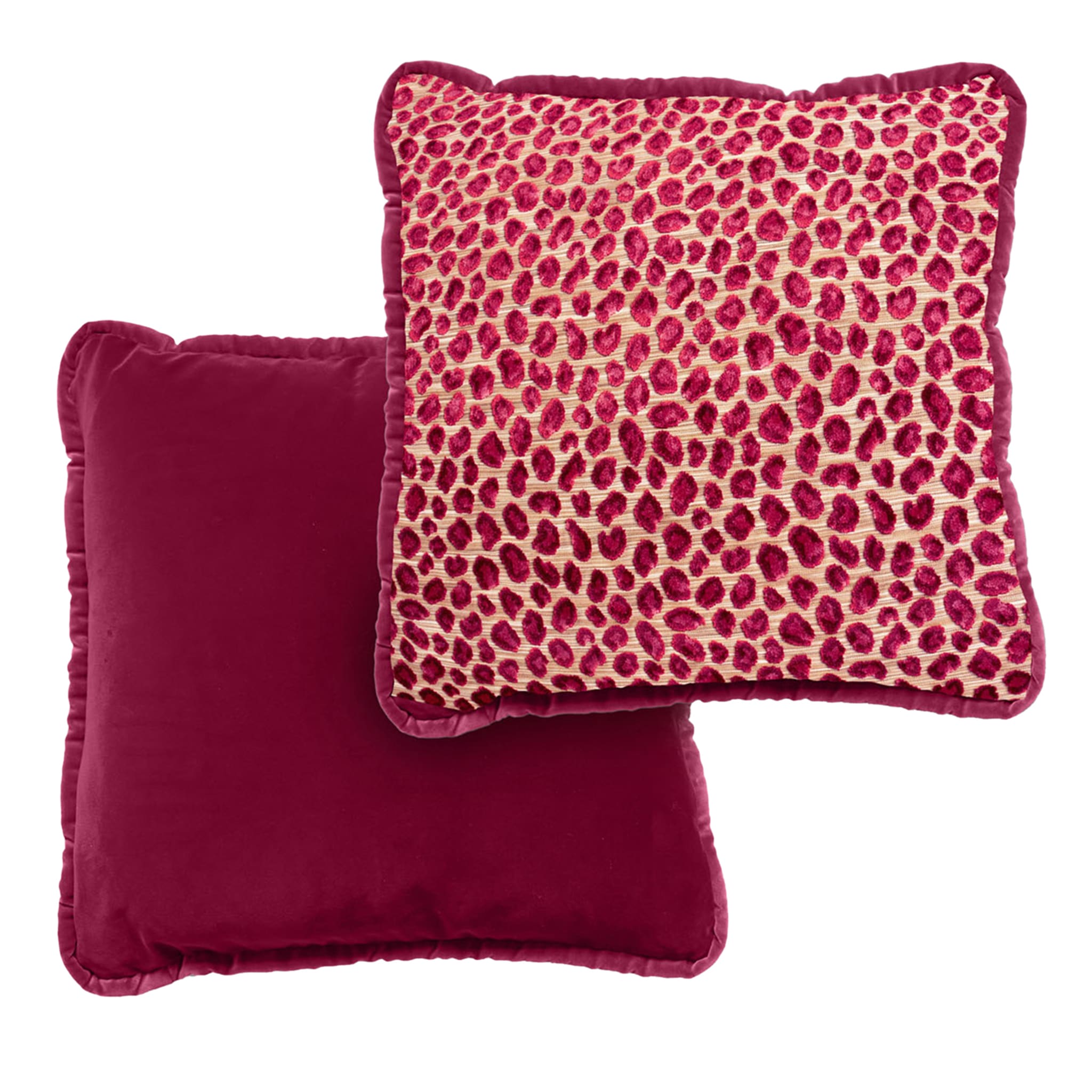 Glam Leopard and Red Couture Velvet Reversible Cushion - Alternative view 1