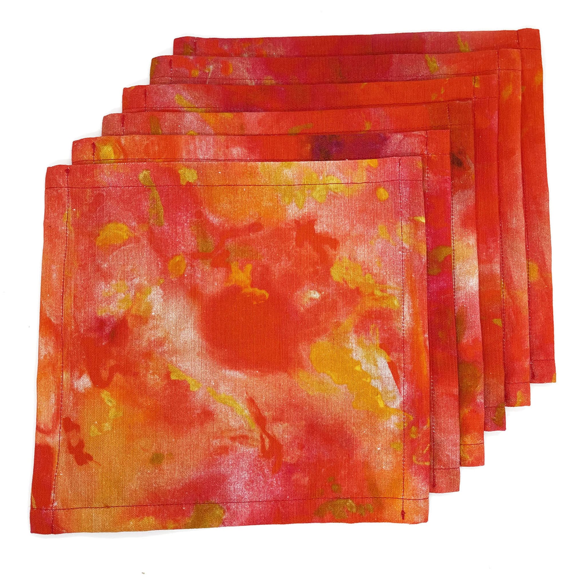 Dafne Set de 6 serviettes de table en coton lin cocktail rouge  - Vue principale