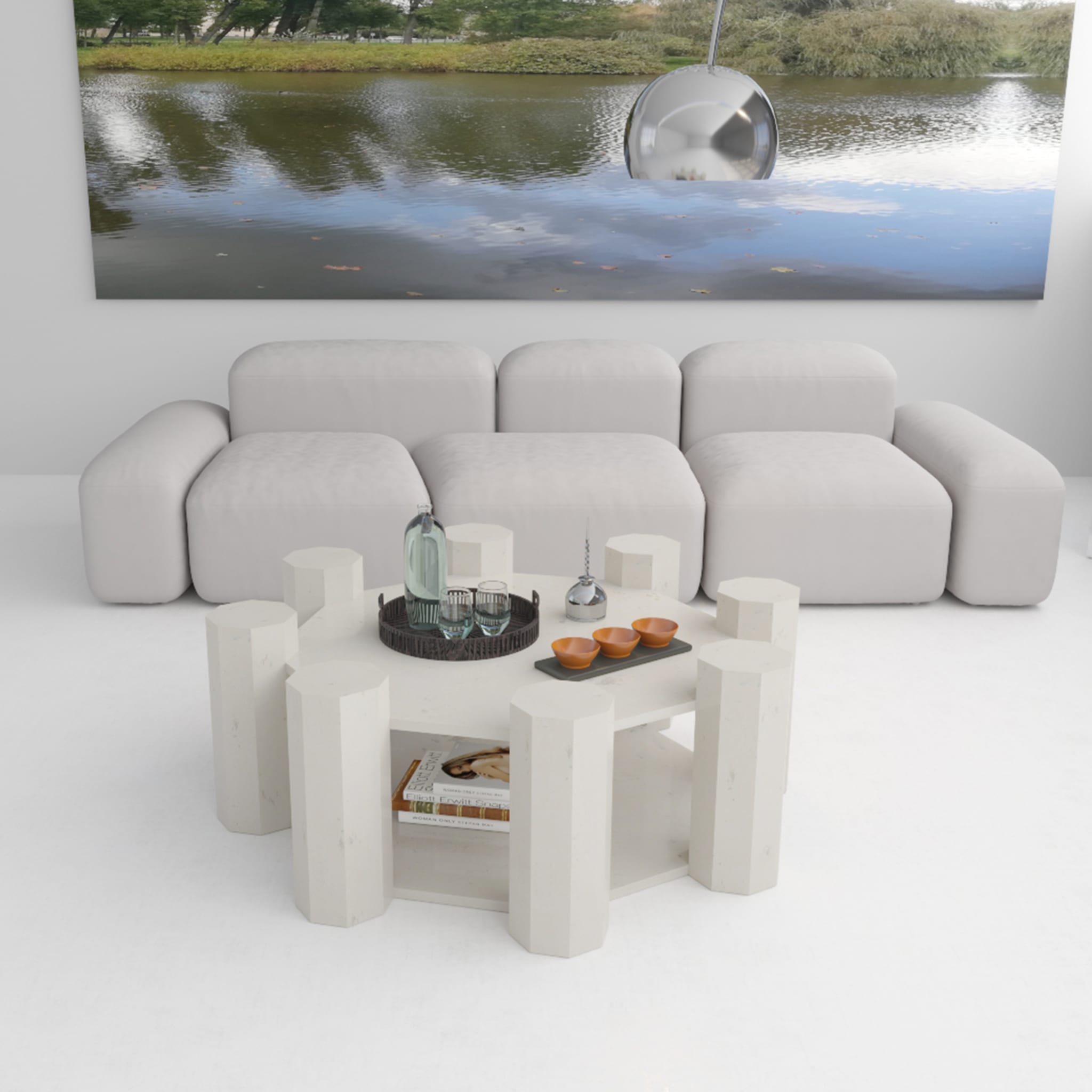 Federico Coffee Table in White Marble By Sissy Daniele - Alternative view 2