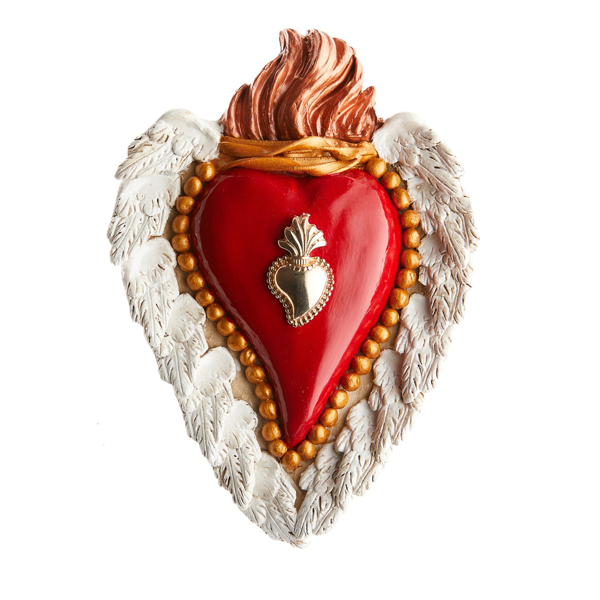PUT THE WINGS ON IT RED AND WHITE CERAMIC HEART - Main view