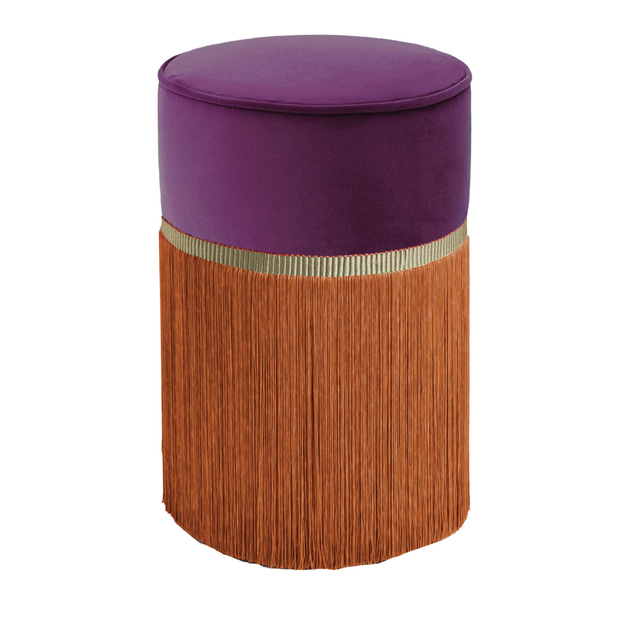 Purple and Orange Couture Geometric Bicolor Pouf - Main view