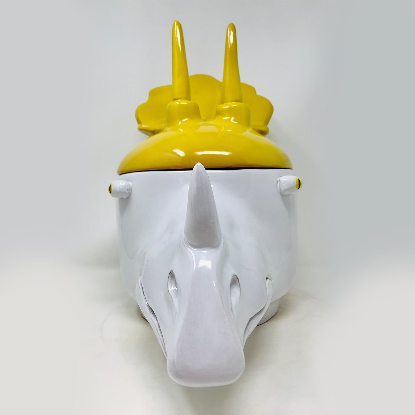 Triceratops Large Yellow and White Container with Lid - Freaklab