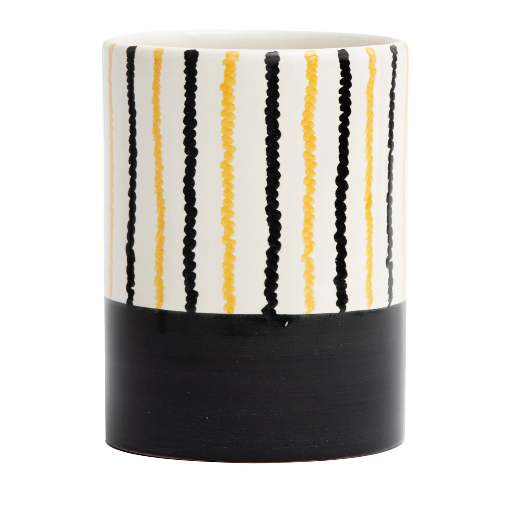 Zeno Cylindrical Black & Yellow Vase - Main view
