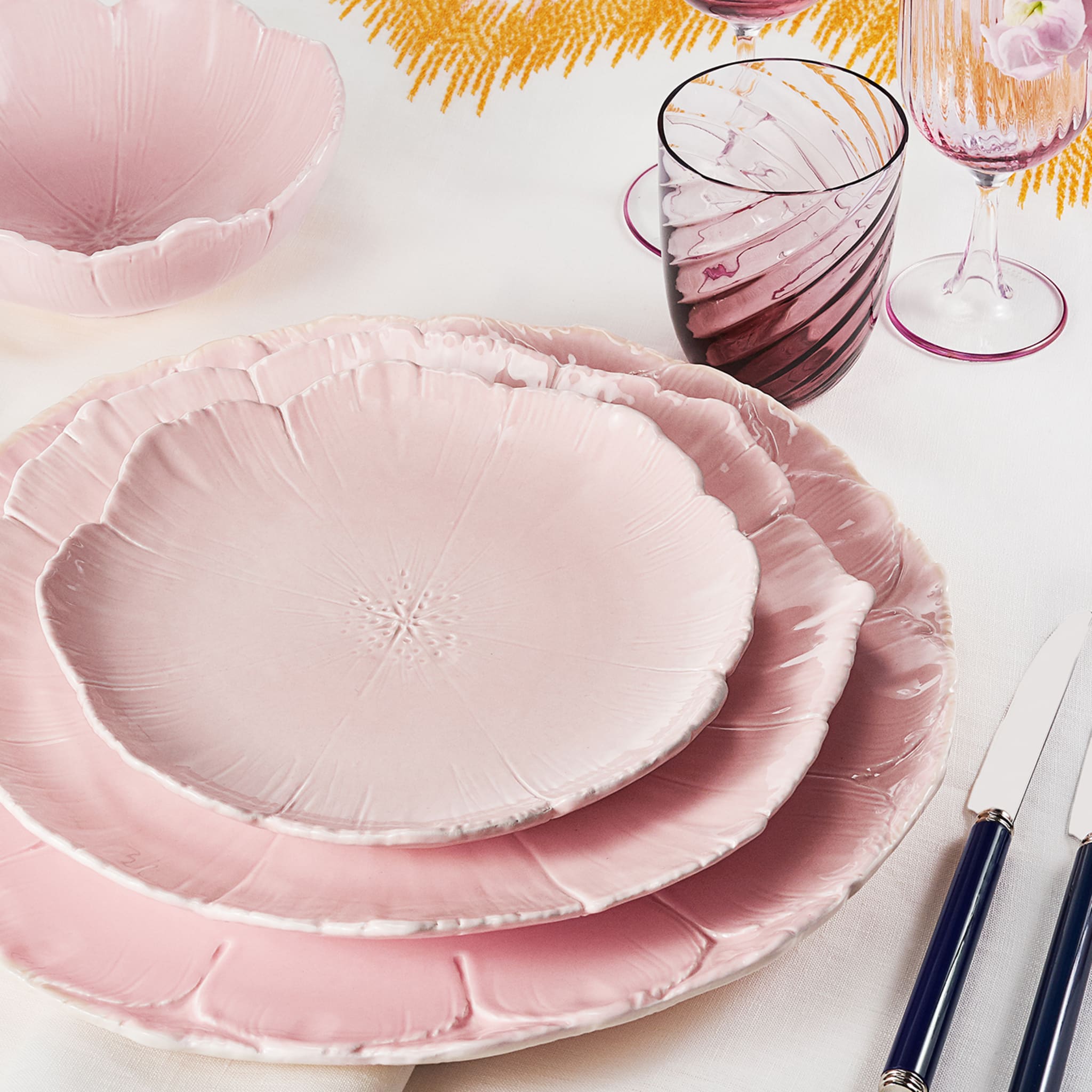 Cherry Blossom Set of 2 Pink Fine Ceramic Pasta Plates - Alternative view 2