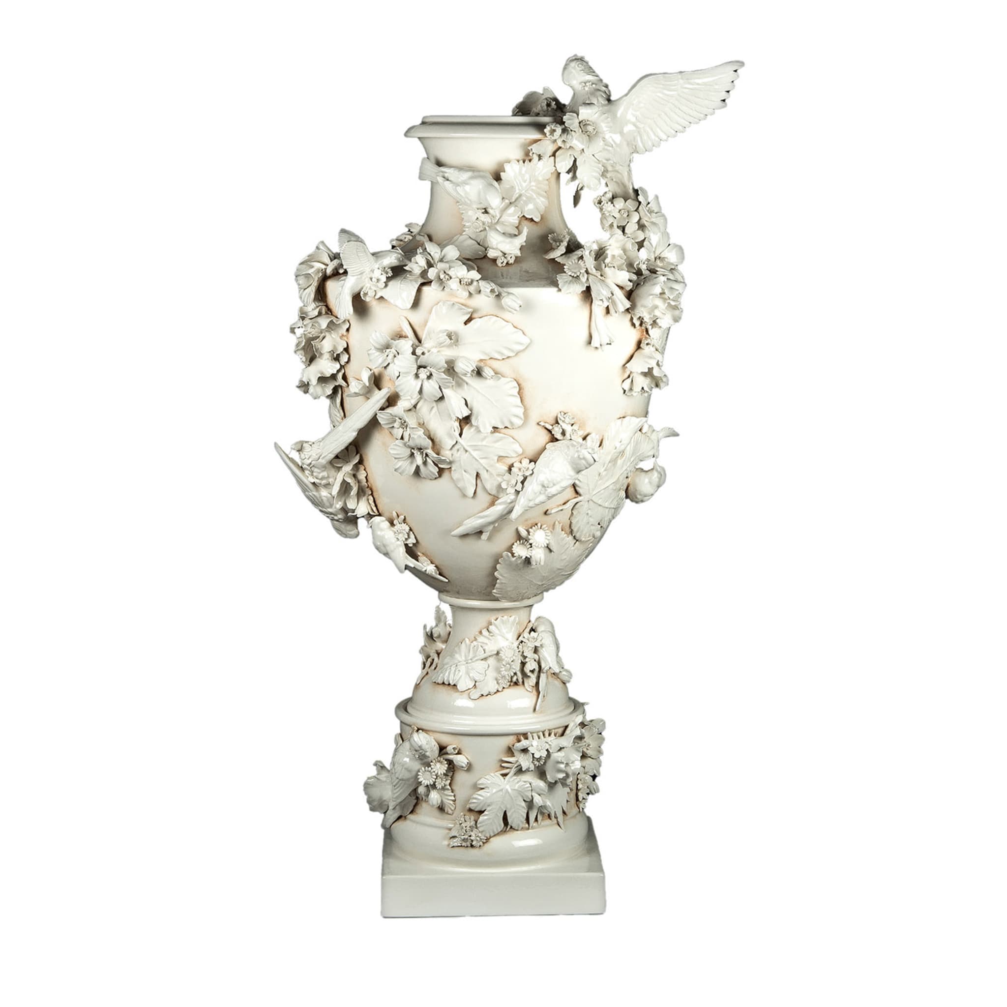 Tropical Antiqued-White Footed Vase by Antonio Fullin - Main view