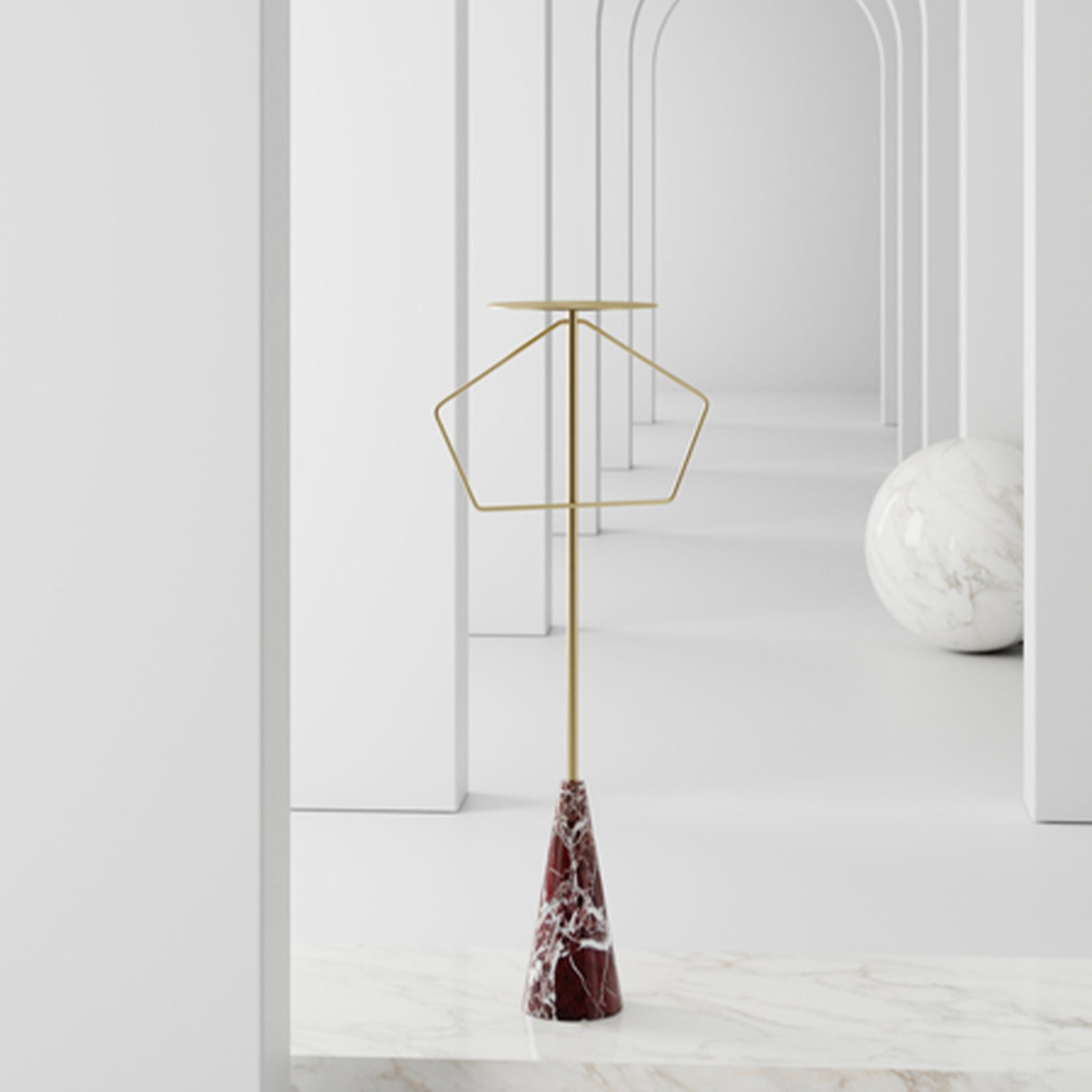 ED044 Red Stone and Brass Floor Lamp - Alternative view 4