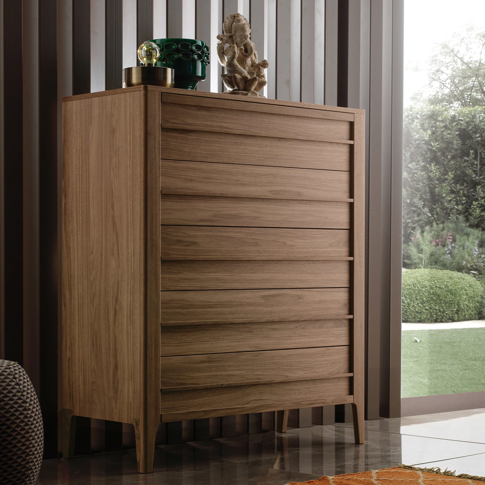 Five-Drawer Walnut Wood Dresser Modo10 Collection - Alternative view 3