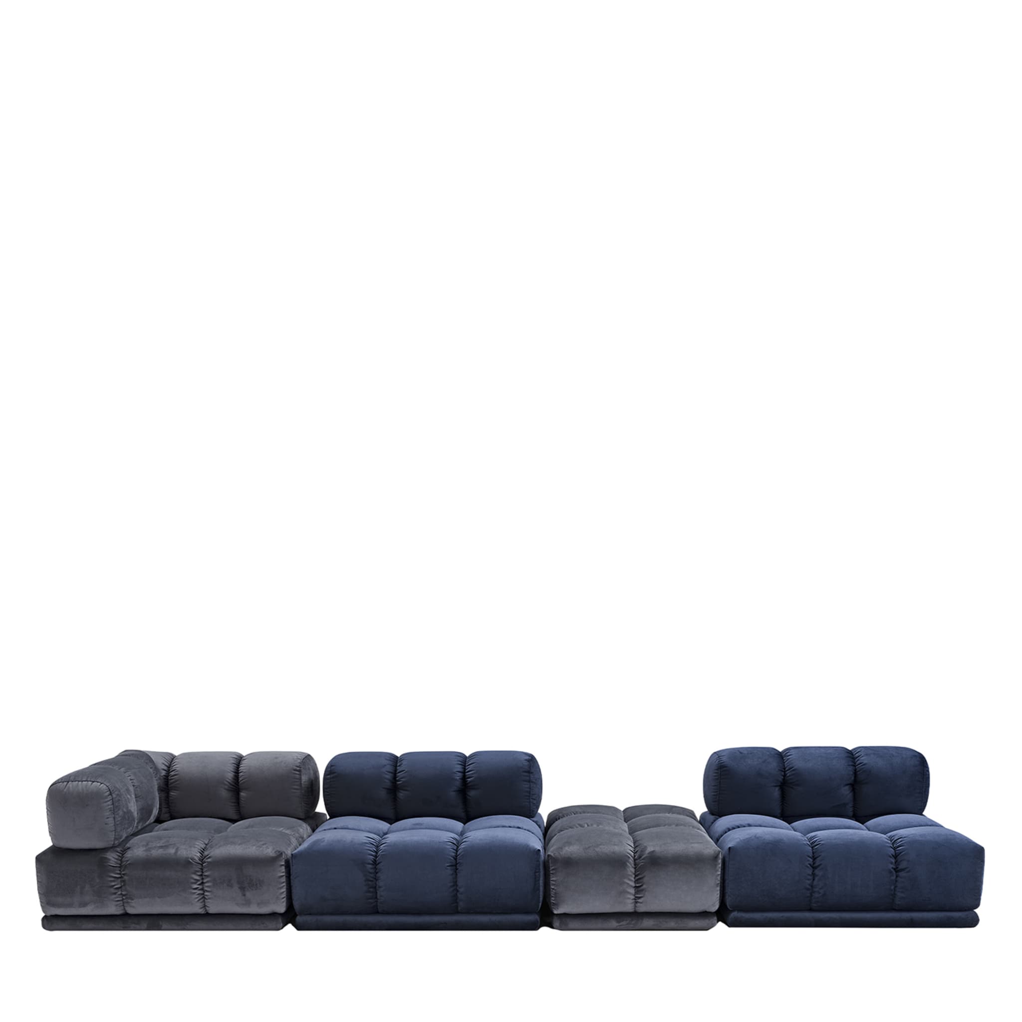 Sacai 4-Module Gray & Blue Sofa - Main view