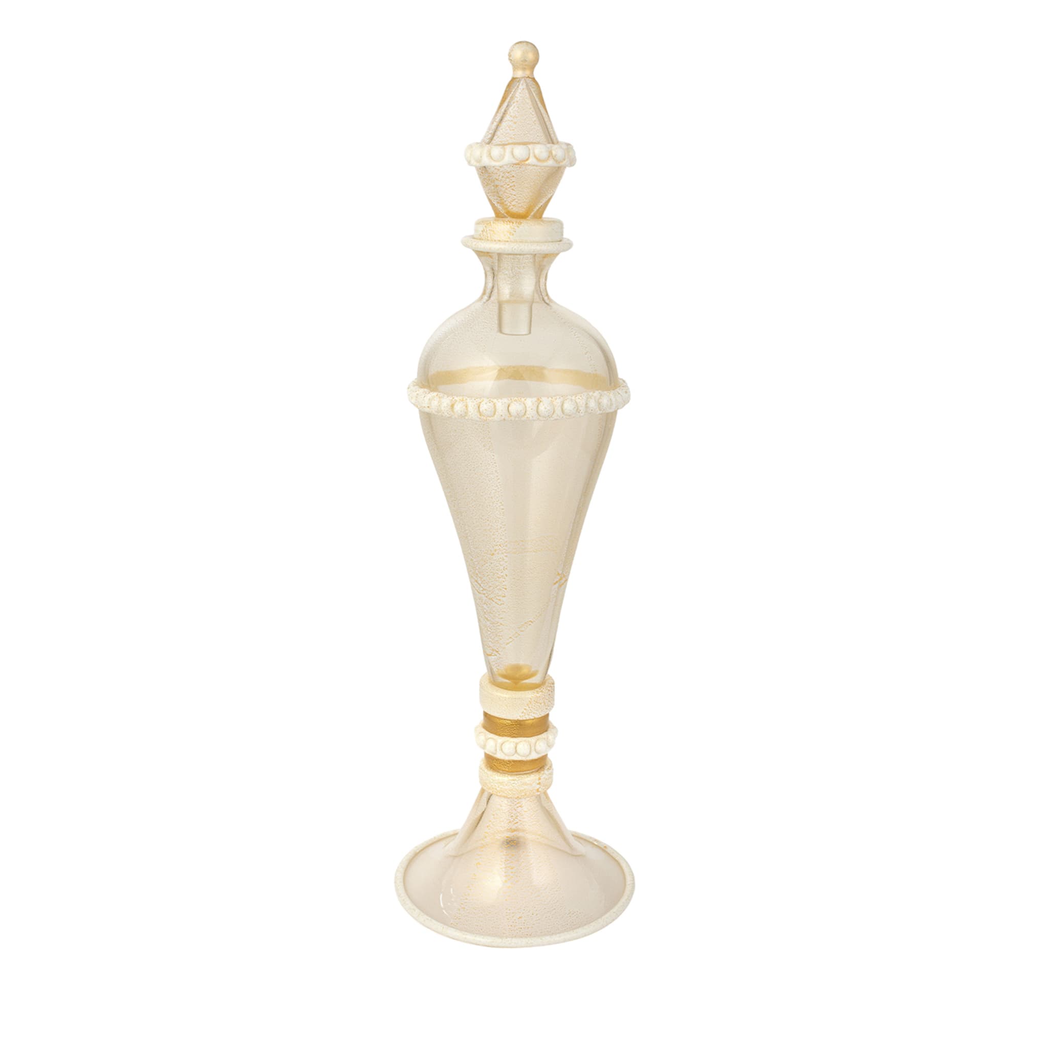 Stmat 24K Weiß &amp; Gold Vase mit Fuß und Deckel - Hauptansicht