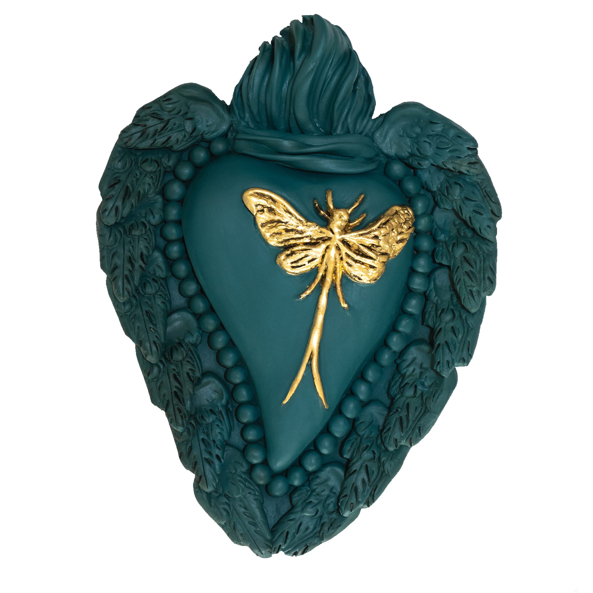 Ephemerus in Nature Green Ceramic Heart - Main view