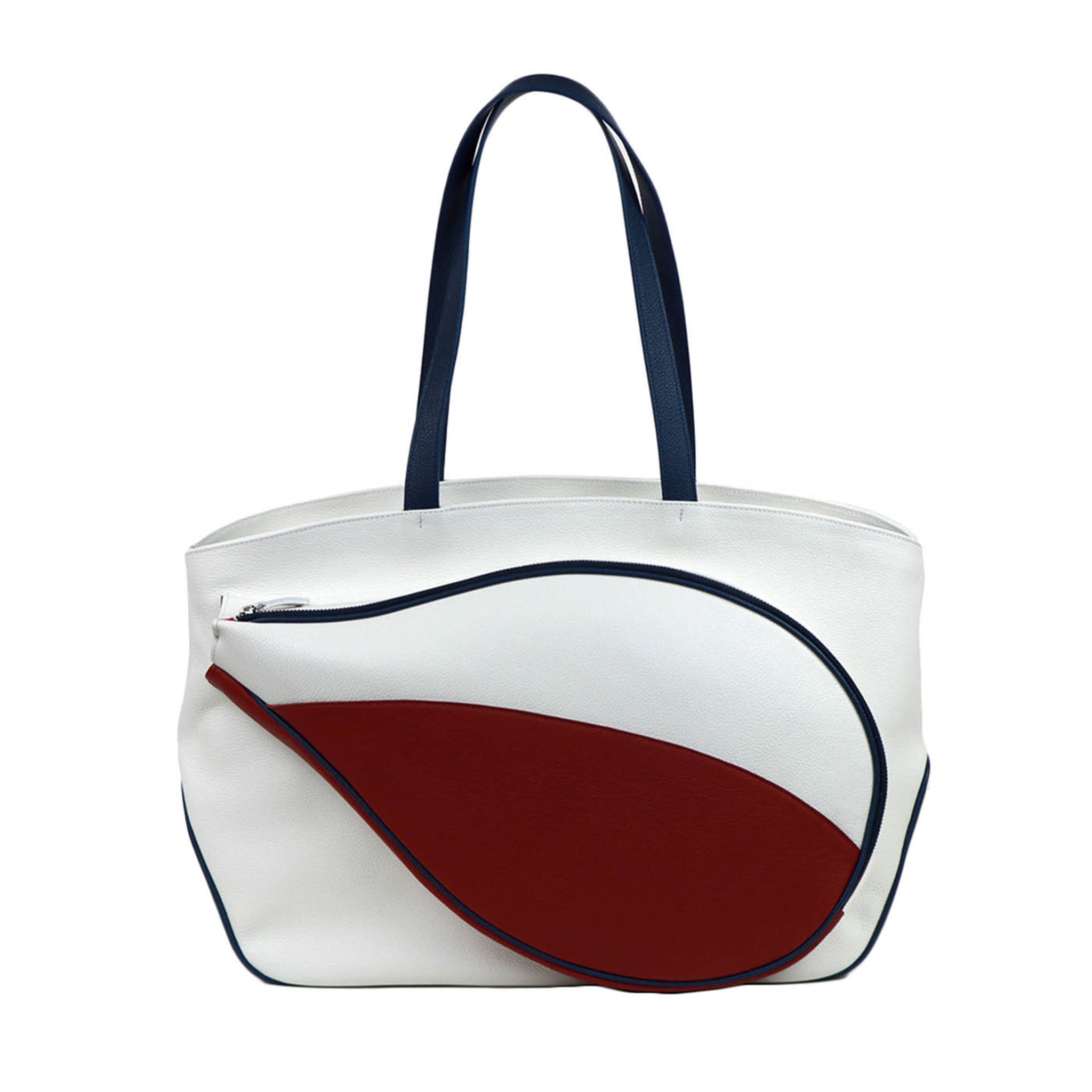 Bolsa de deporte blanca/roja/azul con bolsillo en forma de raqueta de tenis - Vista principal