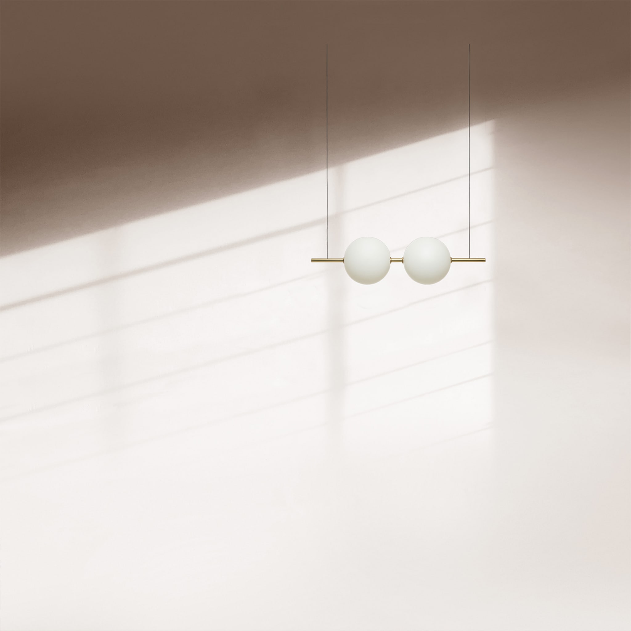 Alma Natural Brass & White Glass 2-Lights Pendant Lamp - Alternative view 1