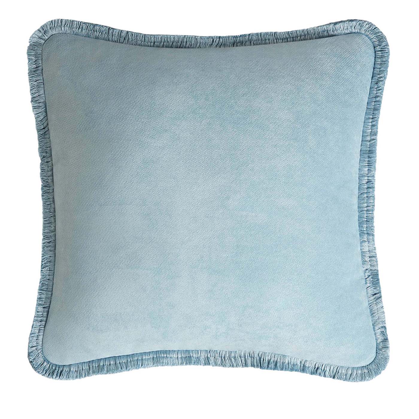 Happy Soft Velvet Light Blue Cushion LO Decor | Artemest