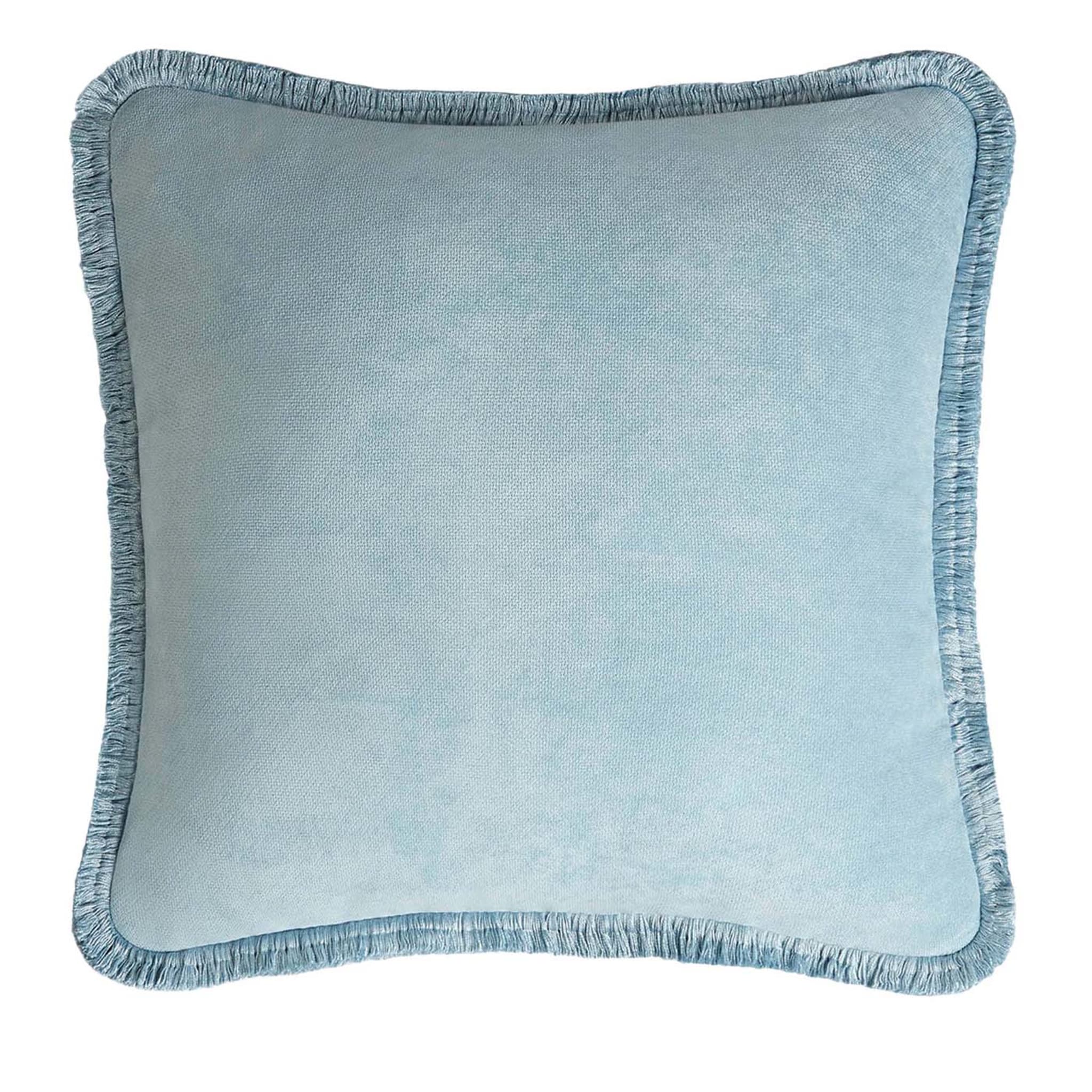 Happy Soft Velvet Light Blue Cushion - Main view