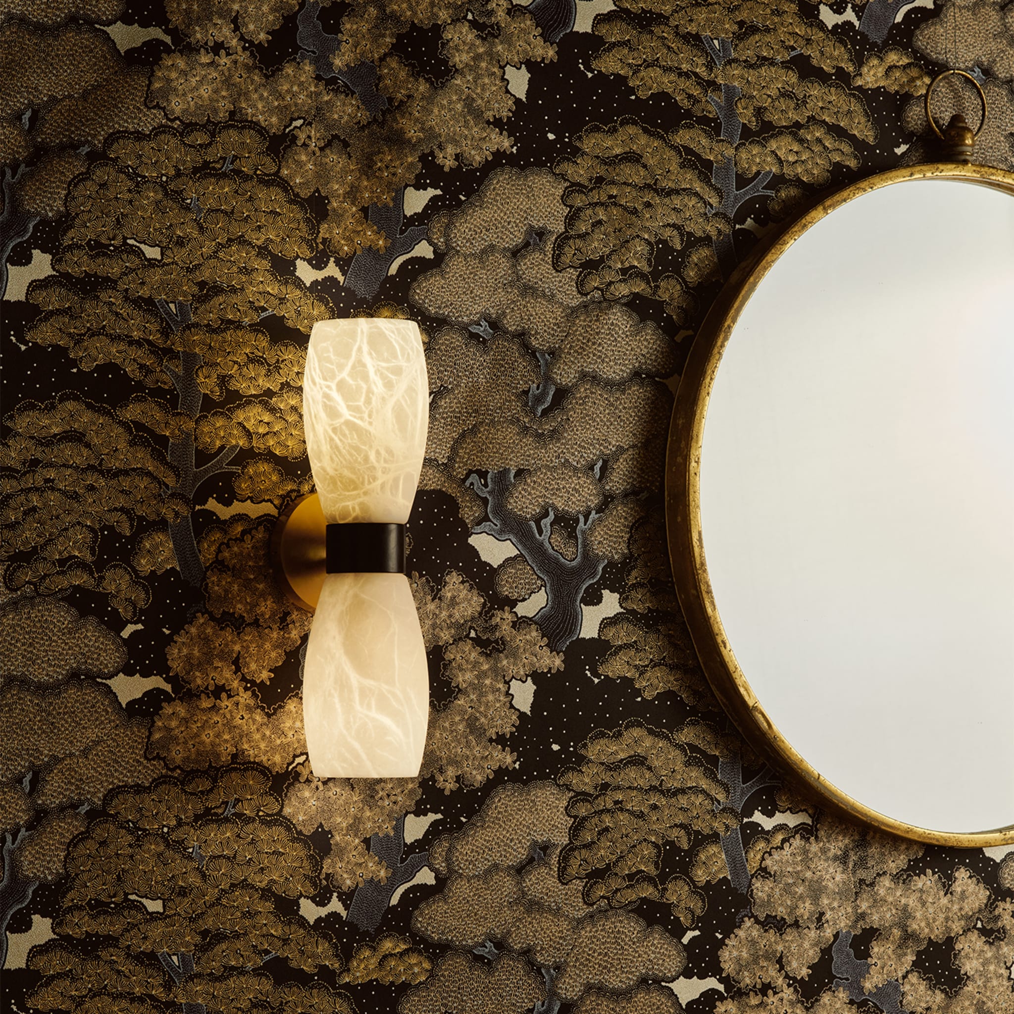 "Demetra" Wall Sconce in Satin French Gold, Mat Balck and Alabaster - Alternative view 5