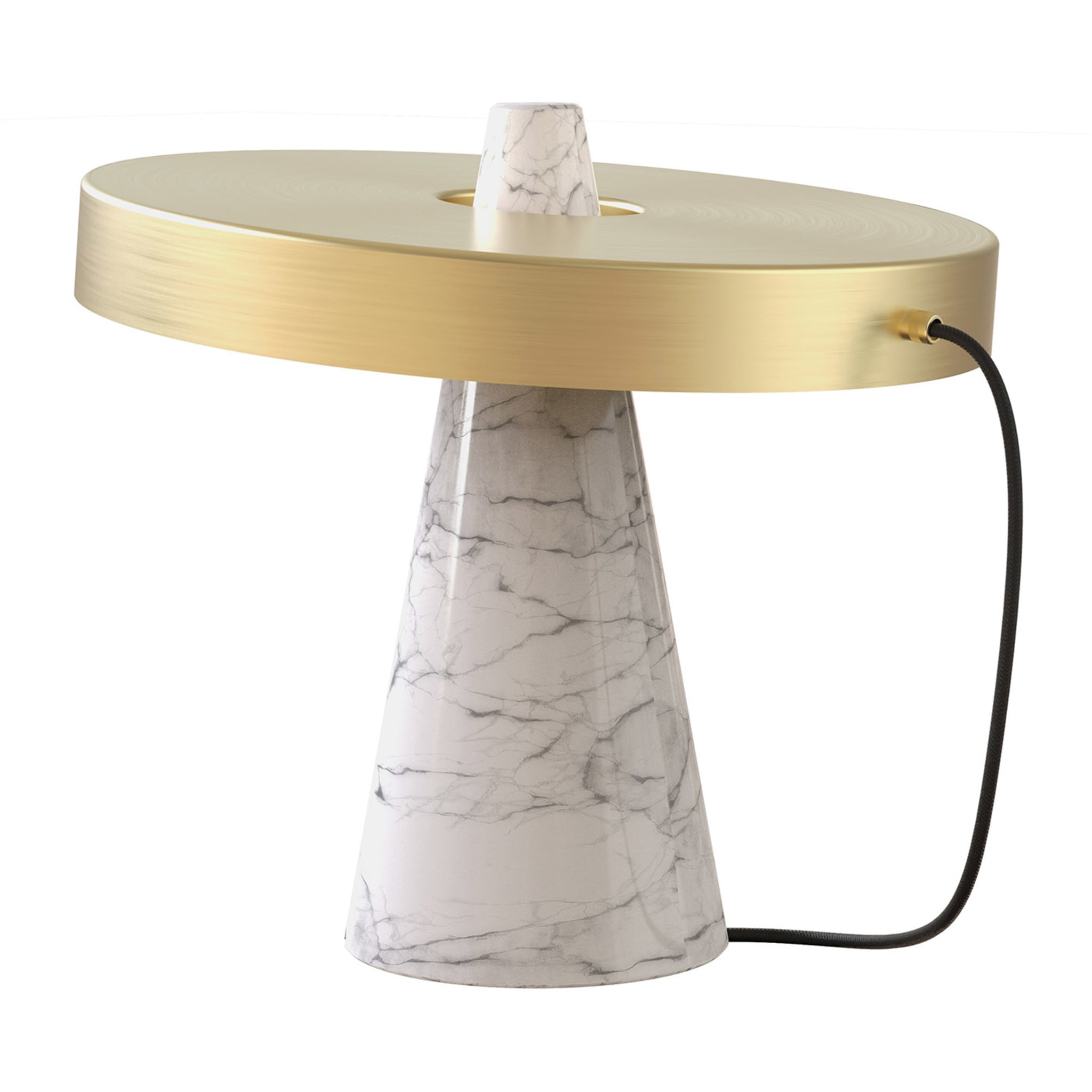 ED039 Lampe de table en pierre blanche et laiton - Vue principale