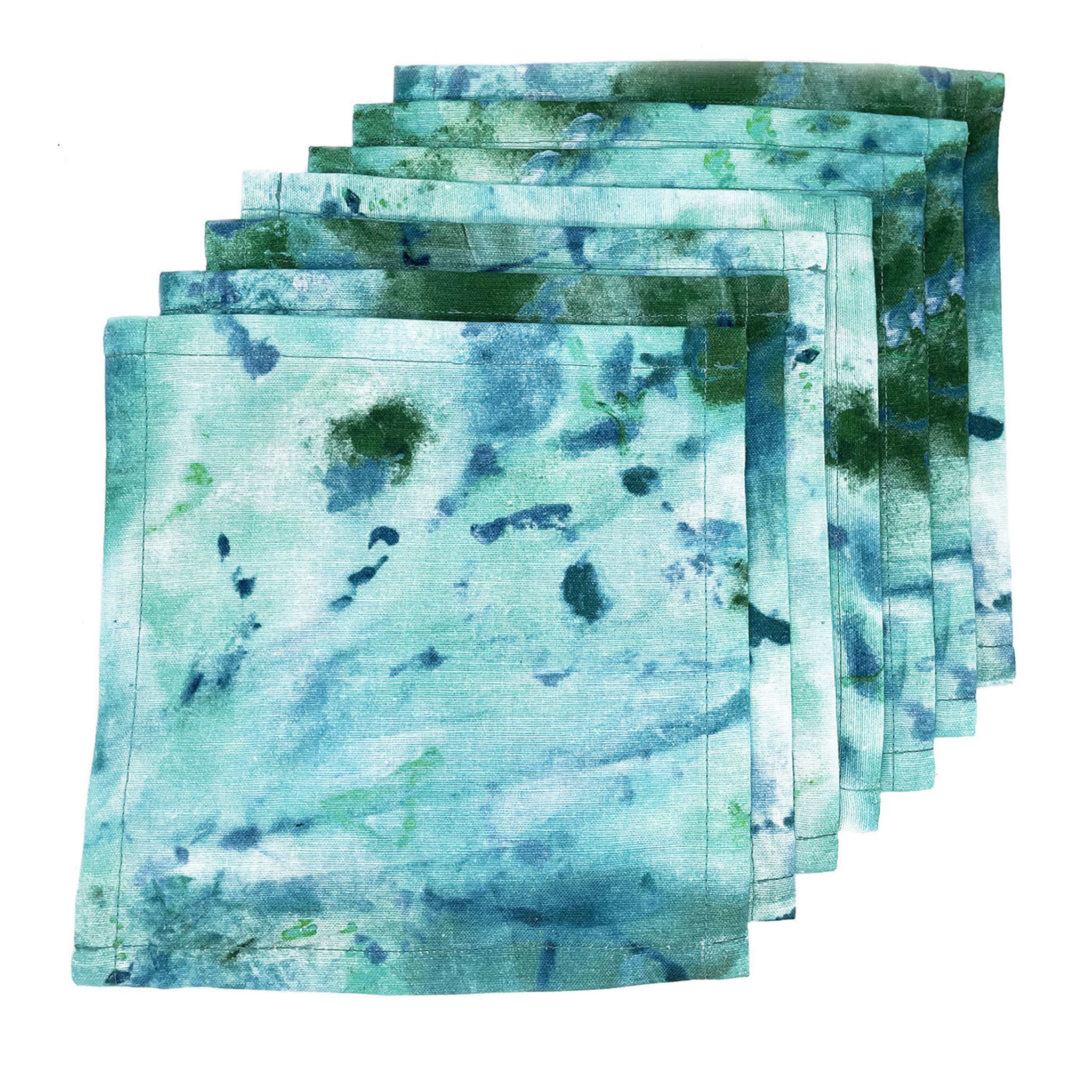 Dafne Set de 6 servilletas de algodón lino cóctel azul claro  - Vista principal
