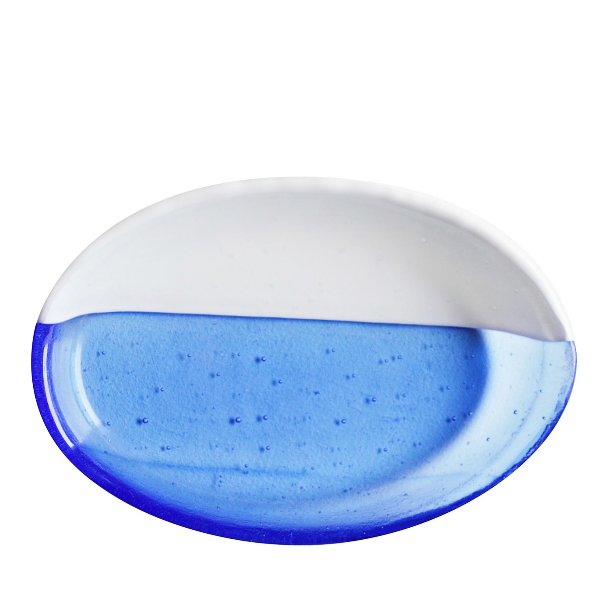 Servierplatte aus weißem und blauem Glas  - Hauptansicht