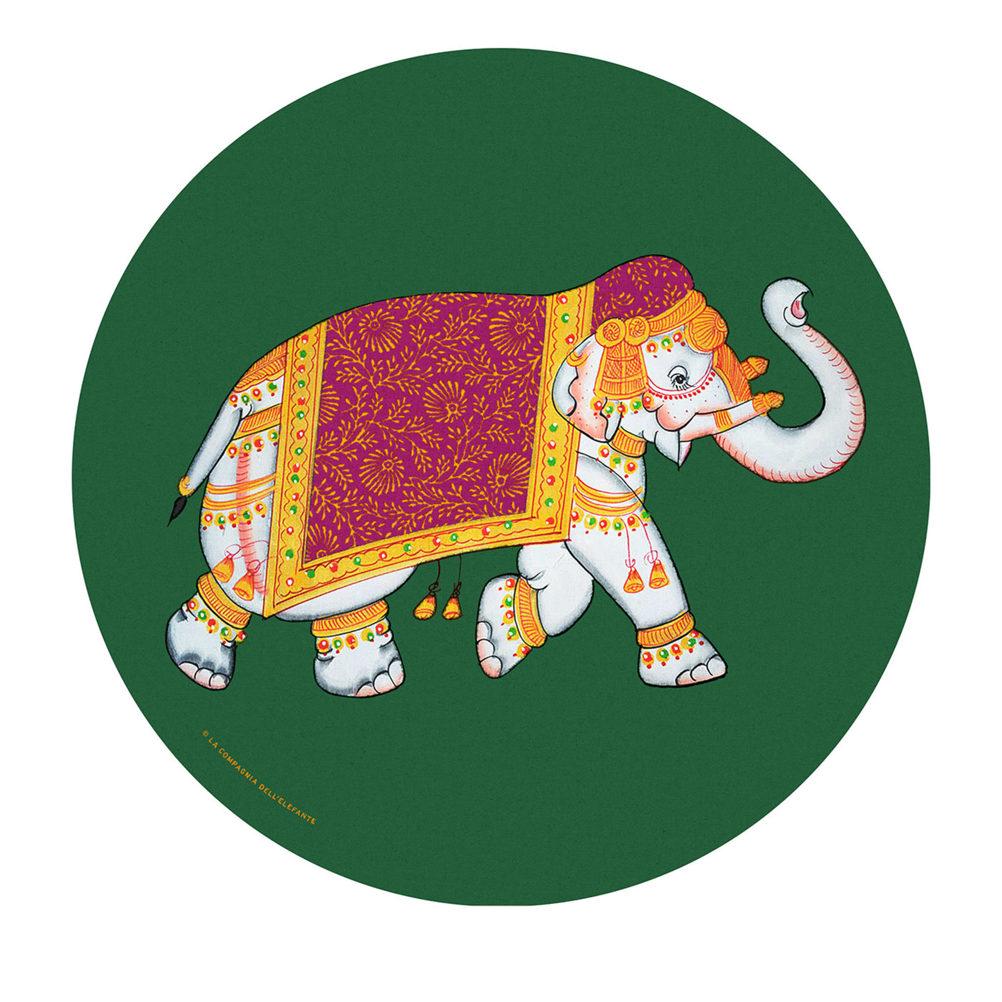 Elephant Set of 2 Green Placemats - Vue principale